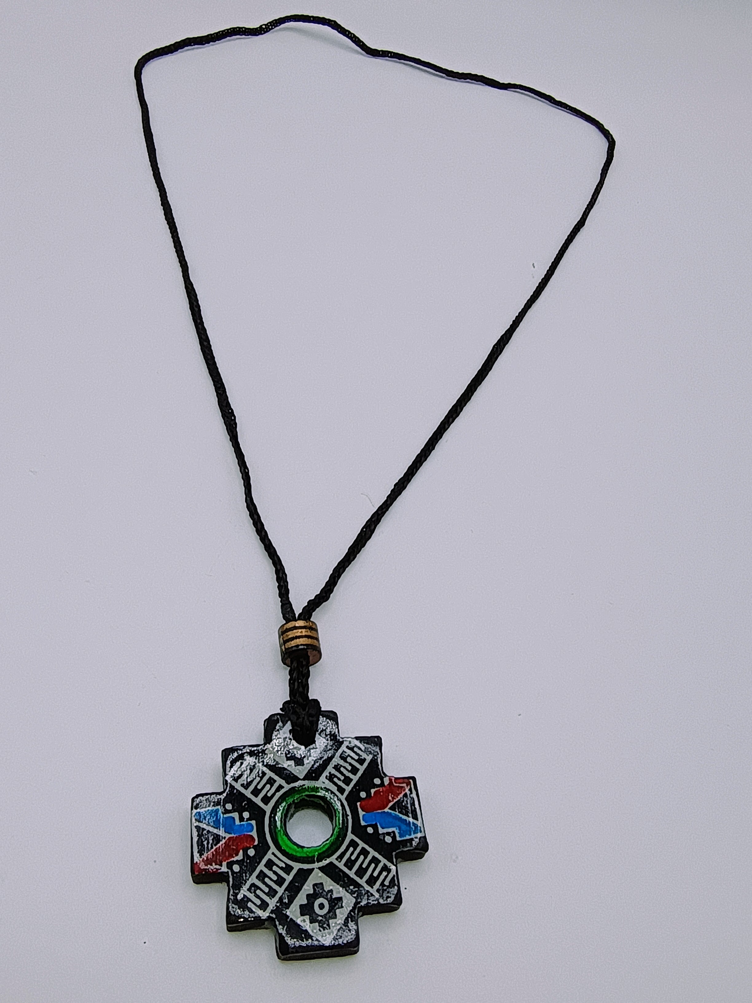 Chakana Necklace Handmade Ceramic Peruvian Craft Cusco