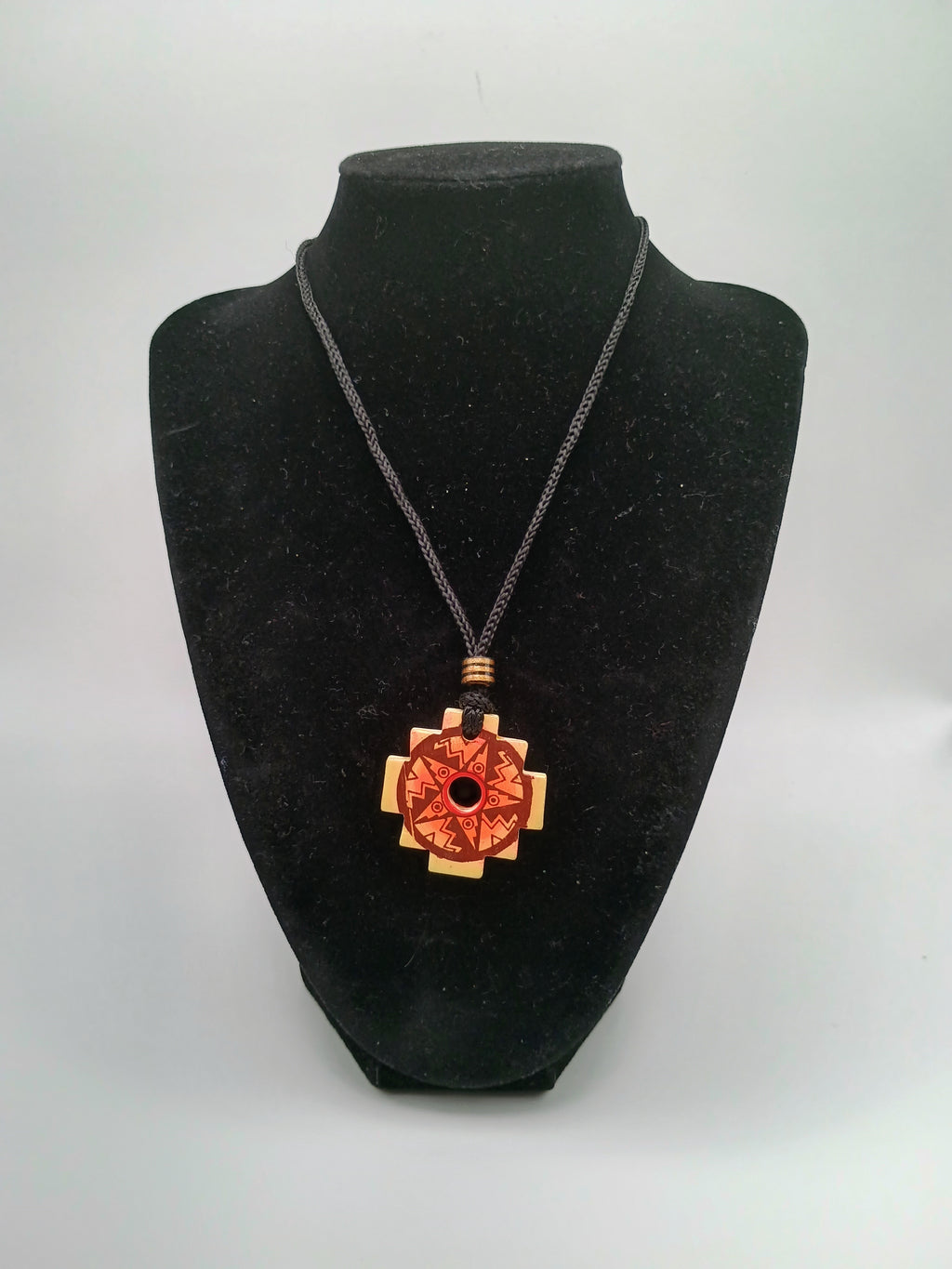 Unisex Handmade Ceramic Inca Chakana Necklace