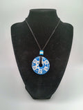 Handmade Blue and White Ceramic Necklace with Adjustable Cord - Peruvian Craftsmanship