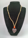 Handmade Heart Stone Necklace with Braided Cord Pendant