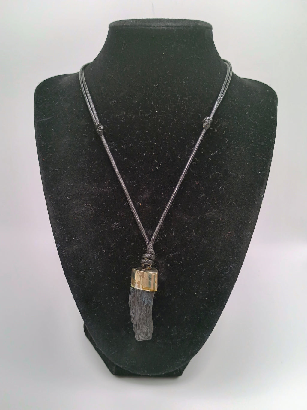 Black Tourmaline Pendant Necklace, Protective Stone, Peruvian Handicraft