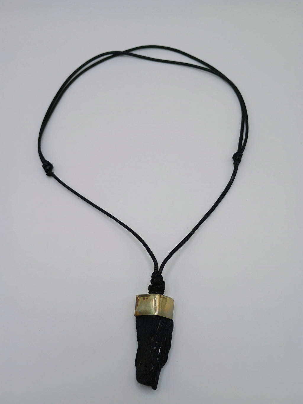 Black Tourmaline Pendant Necklace, Protective Stone, Peruvian Handicraft
