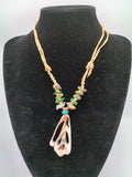 Handmade Mother-of-Pearl Necklace, Macrame Pendant, Peruvian Craftsmanship