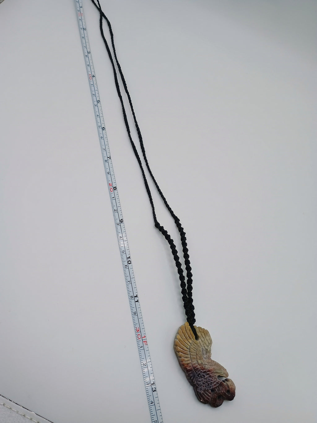 Eagle Necklace, Hand-Carved Natural Stone, Macrame Cord
