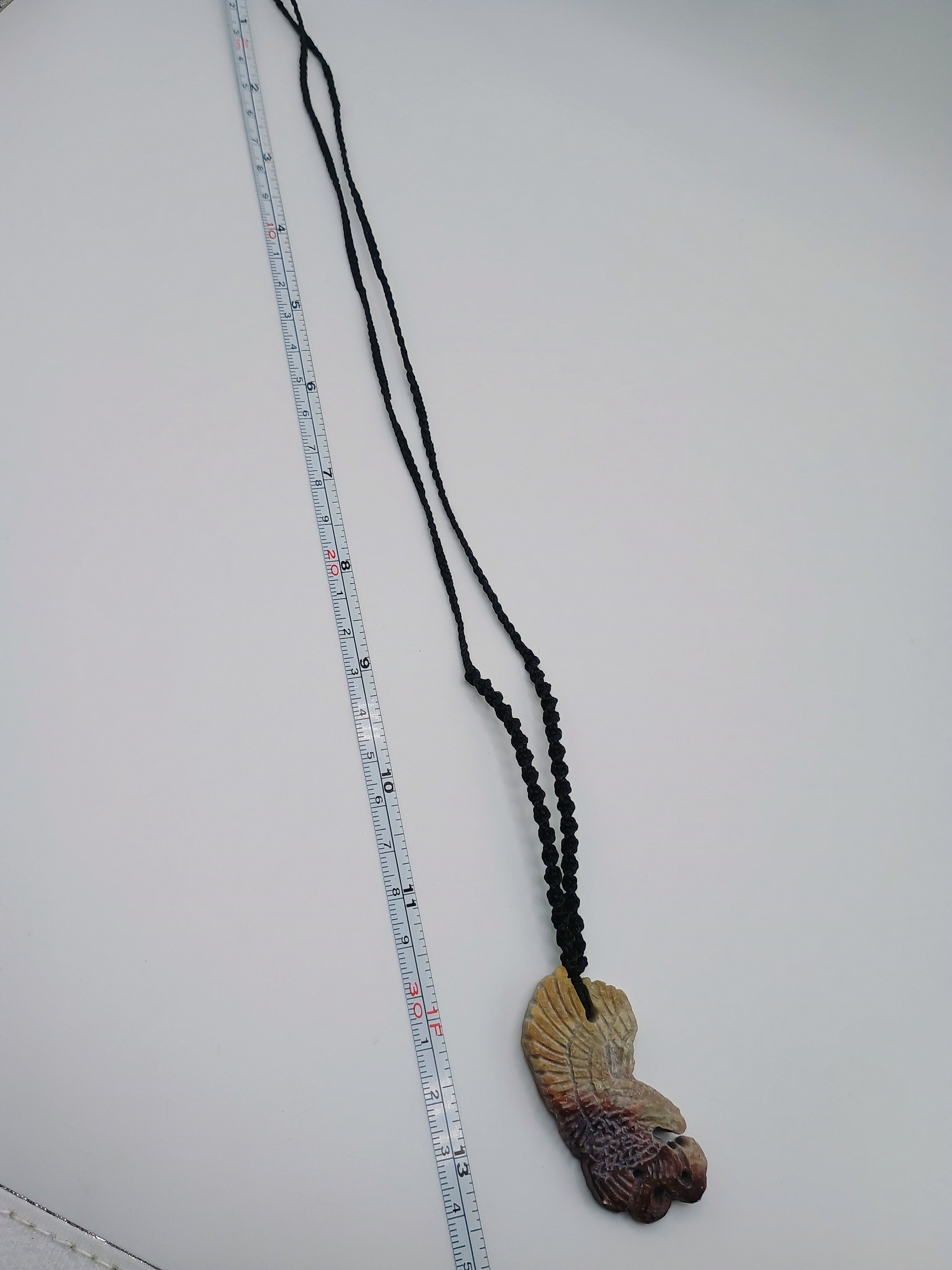 Eagle Necklace, Hand-Carved Natural Stone, Macrame Cord