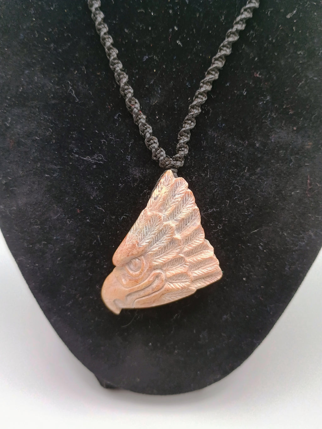 Handmade Eagle Stone Pendant Necklace with Macrame Cord, Unisex