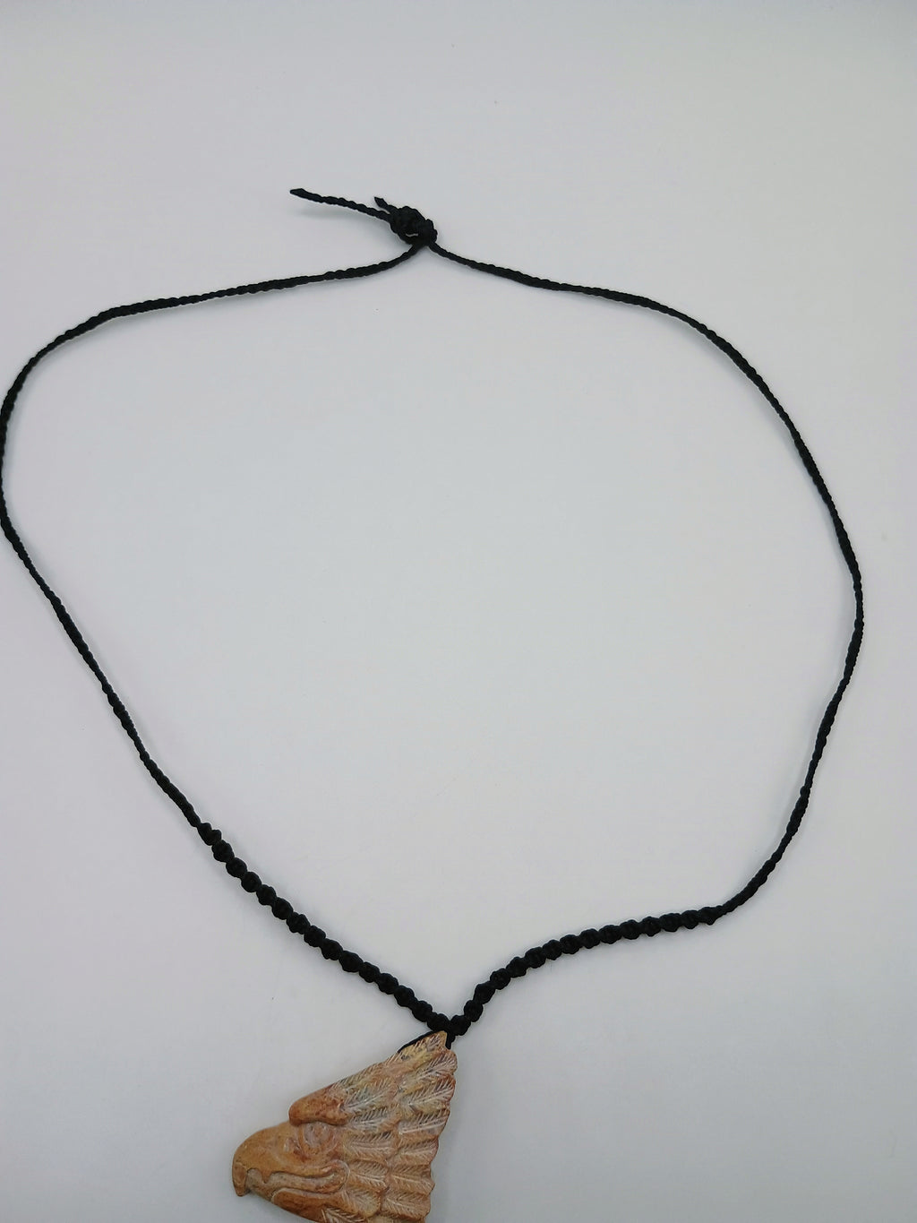 Handmade Eagle Stone Pendant Necklace with Macrame Cord, Unisex