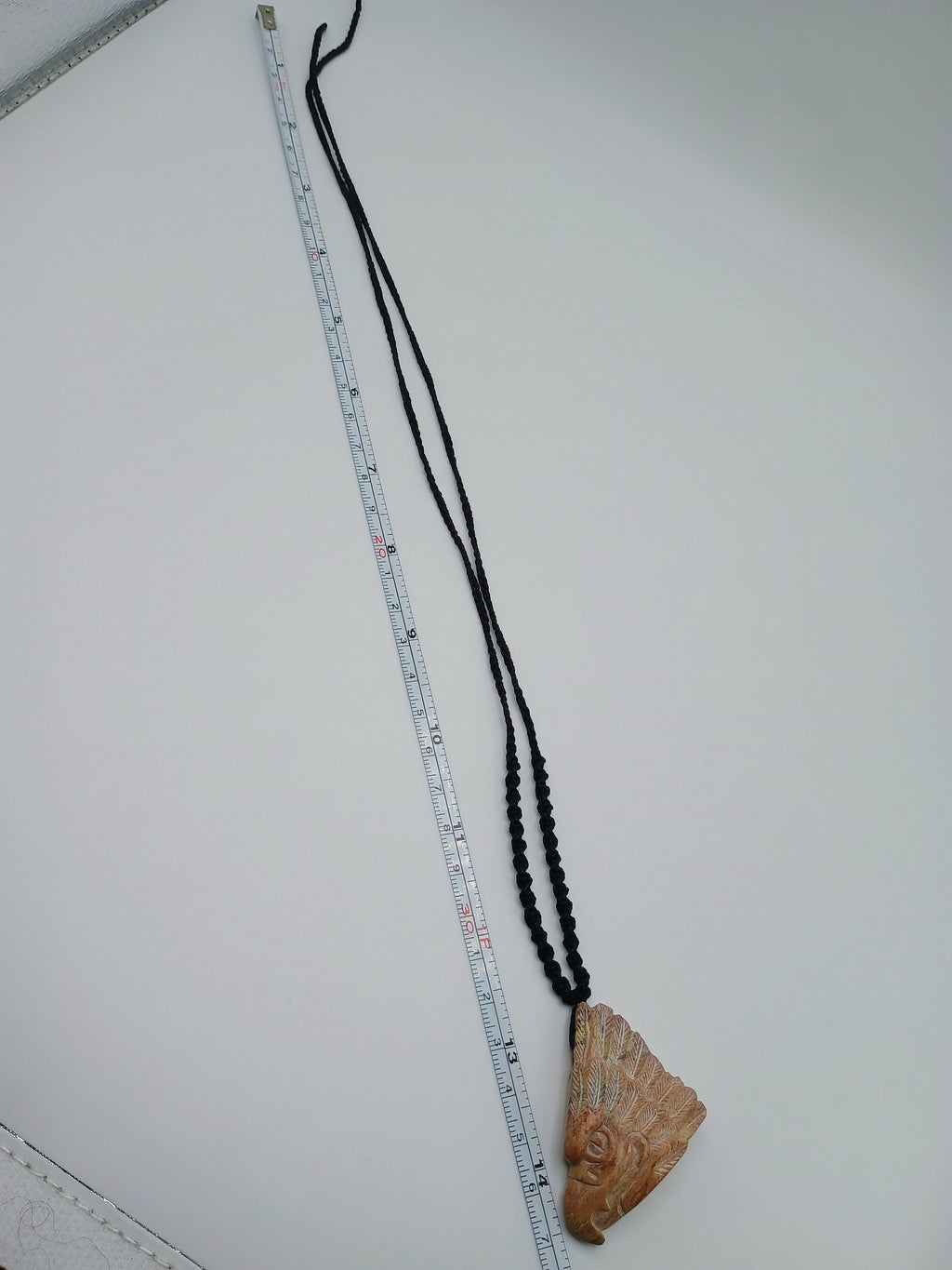 Handmade Eagle Stone Pendant Necklace with Macrame Cord, Unisex