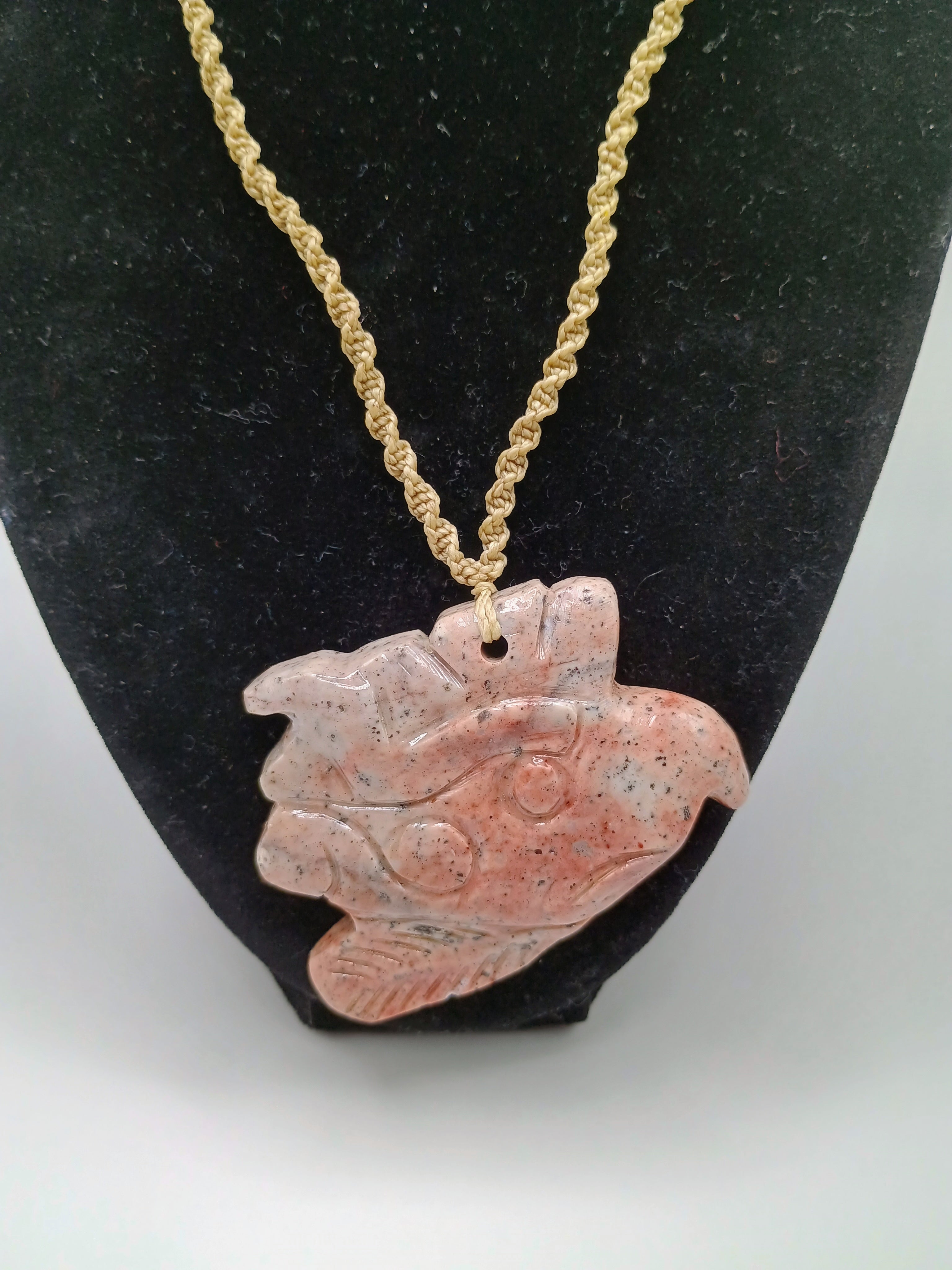 Handmade Eagle Stone Pendant Adjustable Macrame Necklace Natural Stone