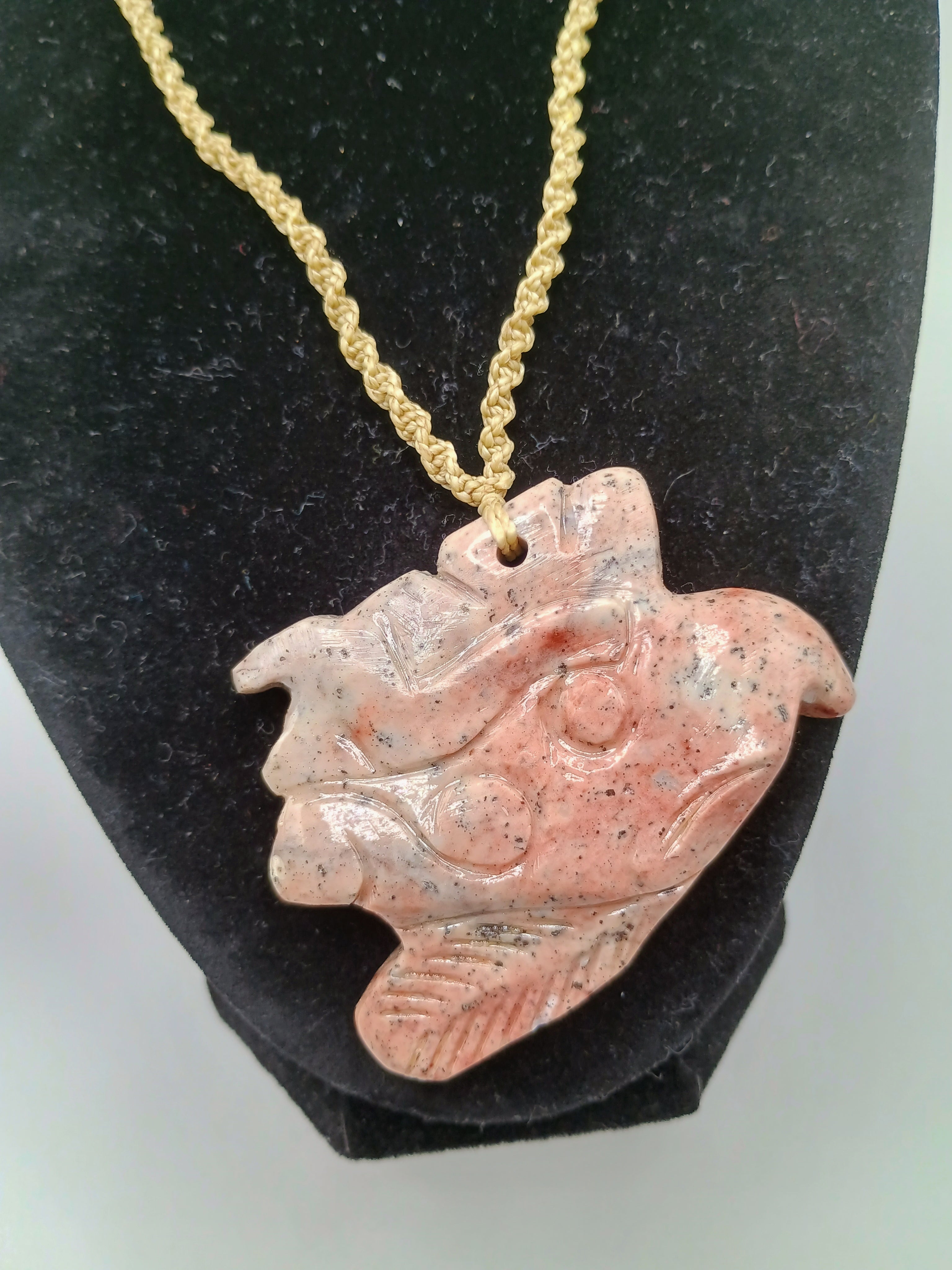 Handmade Eagle Stone Pendant Adjustable Macrame Necklace Natural Stone
