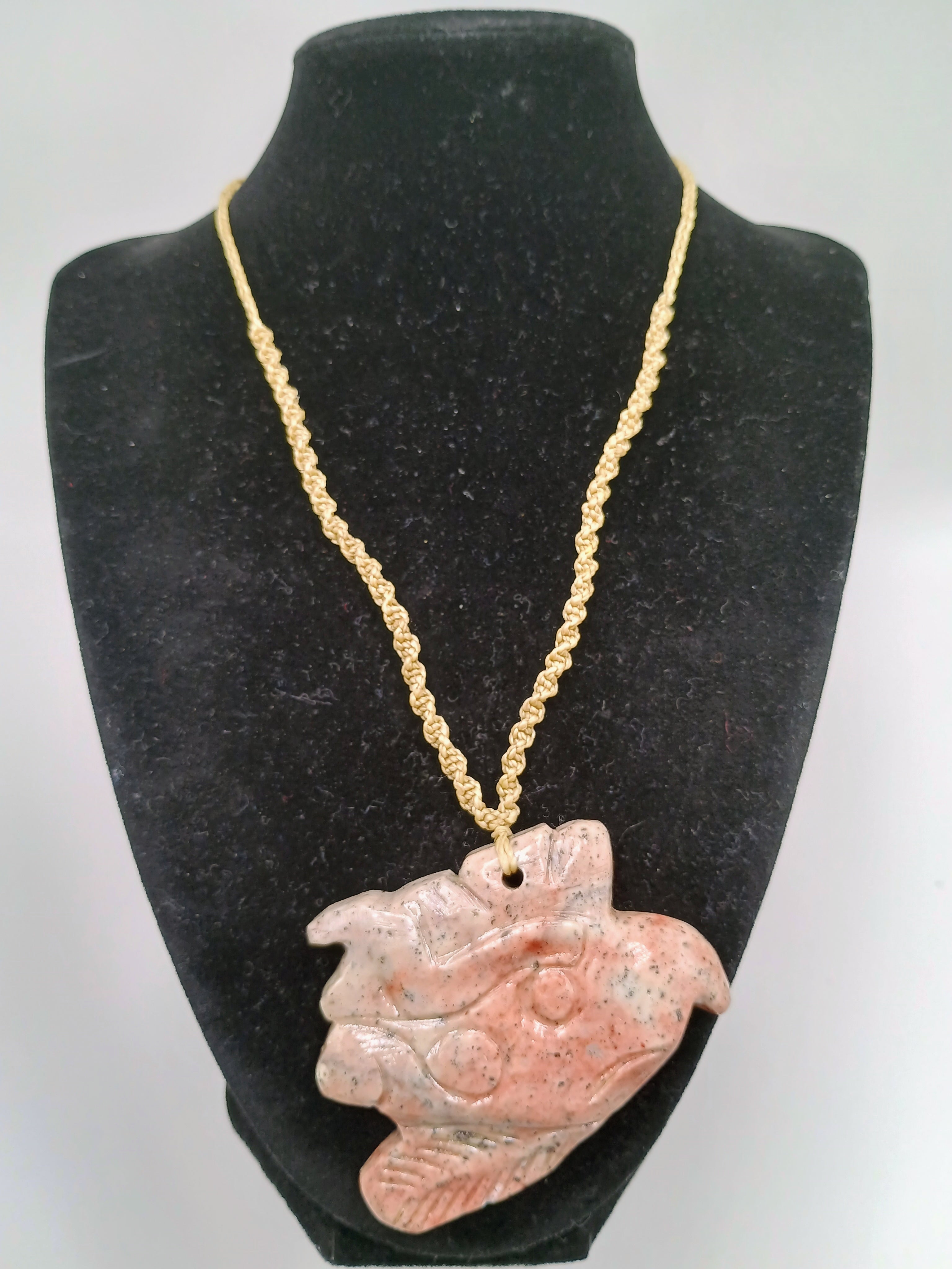 Handmade Eagle Stone Pendant Adjustable Macrame Necklace Natural Stone