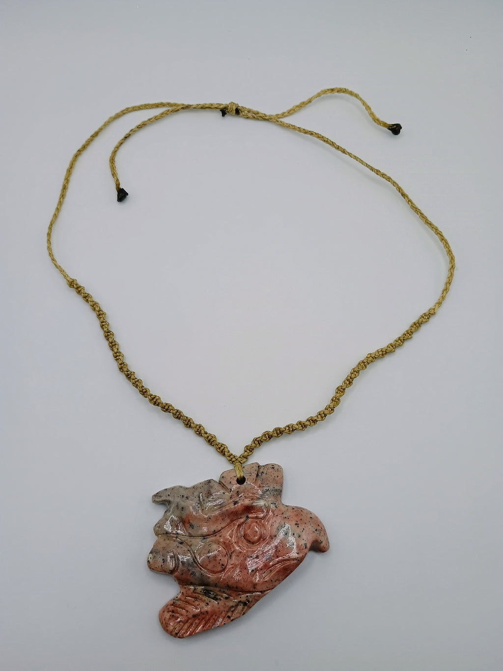 Handmade Eagle Stone Pendant Adjustable Macrame Necklace Natural Stone