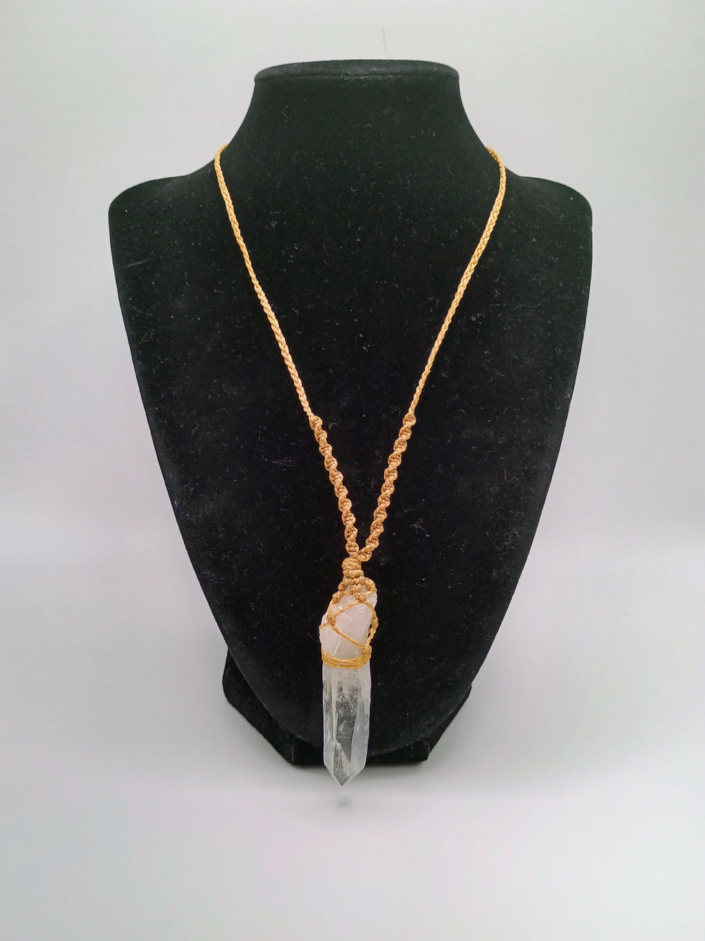 Natural Crystal Quartz Necklace Macrame Healing Handmade Jewelry Pendant