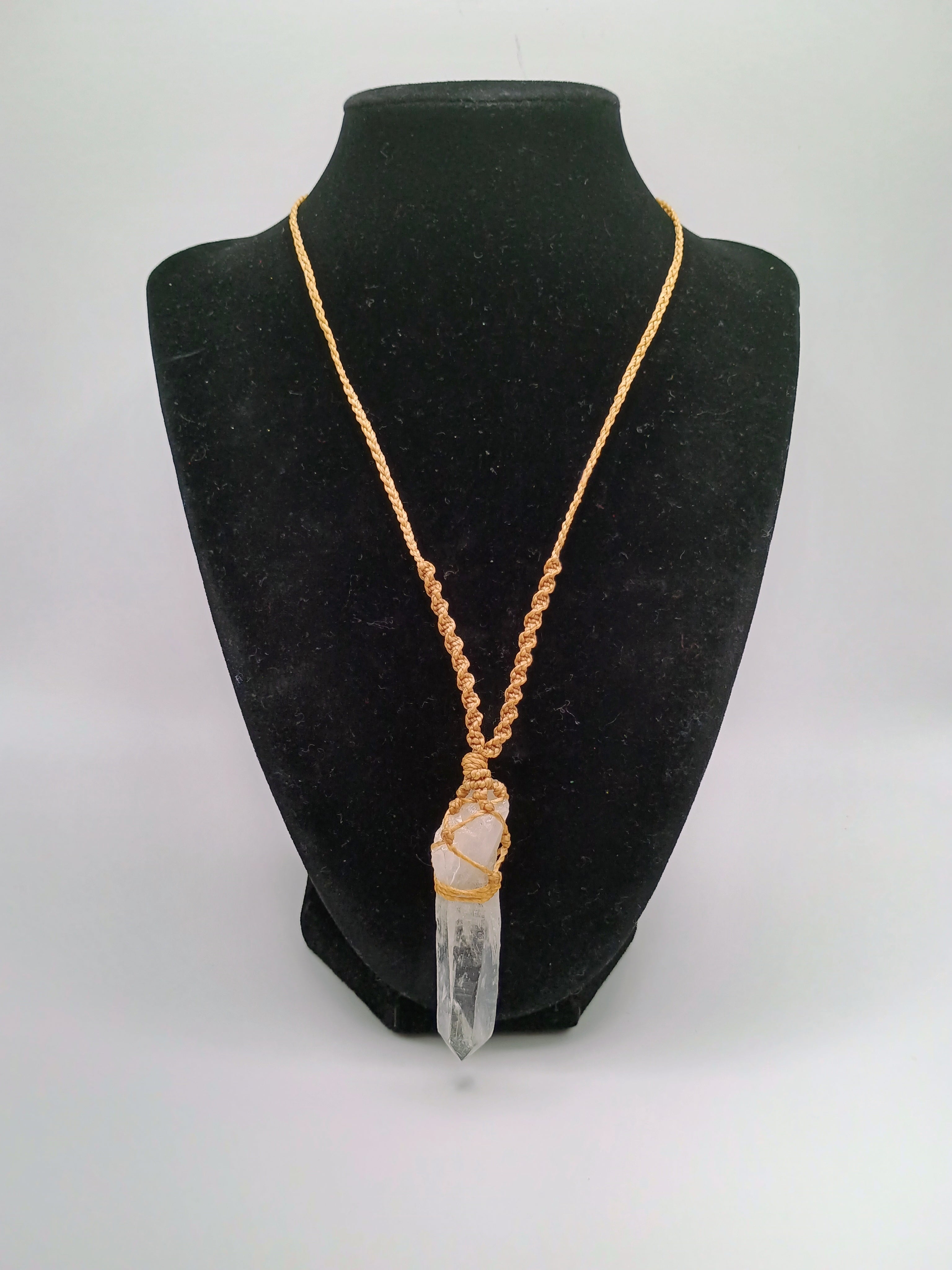 Natural Crystal Quartz Necklace Macrame Healing Handmade Jewelry Pendant