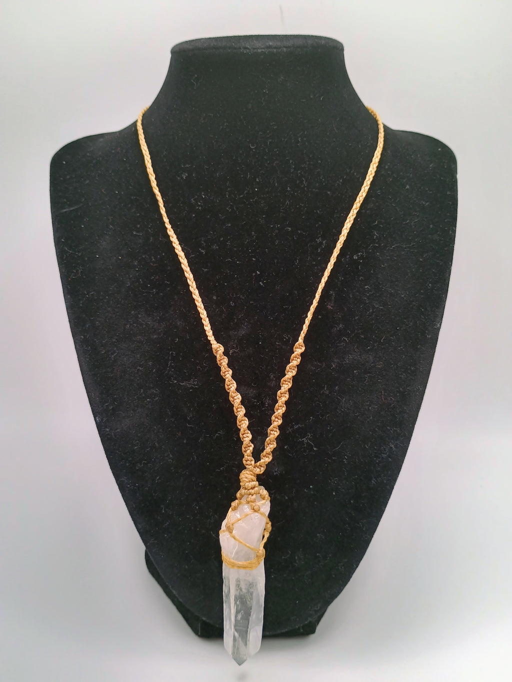 Natural Crystal Quartz Necklace Macrame Healing Handmade Jewelry Pendant