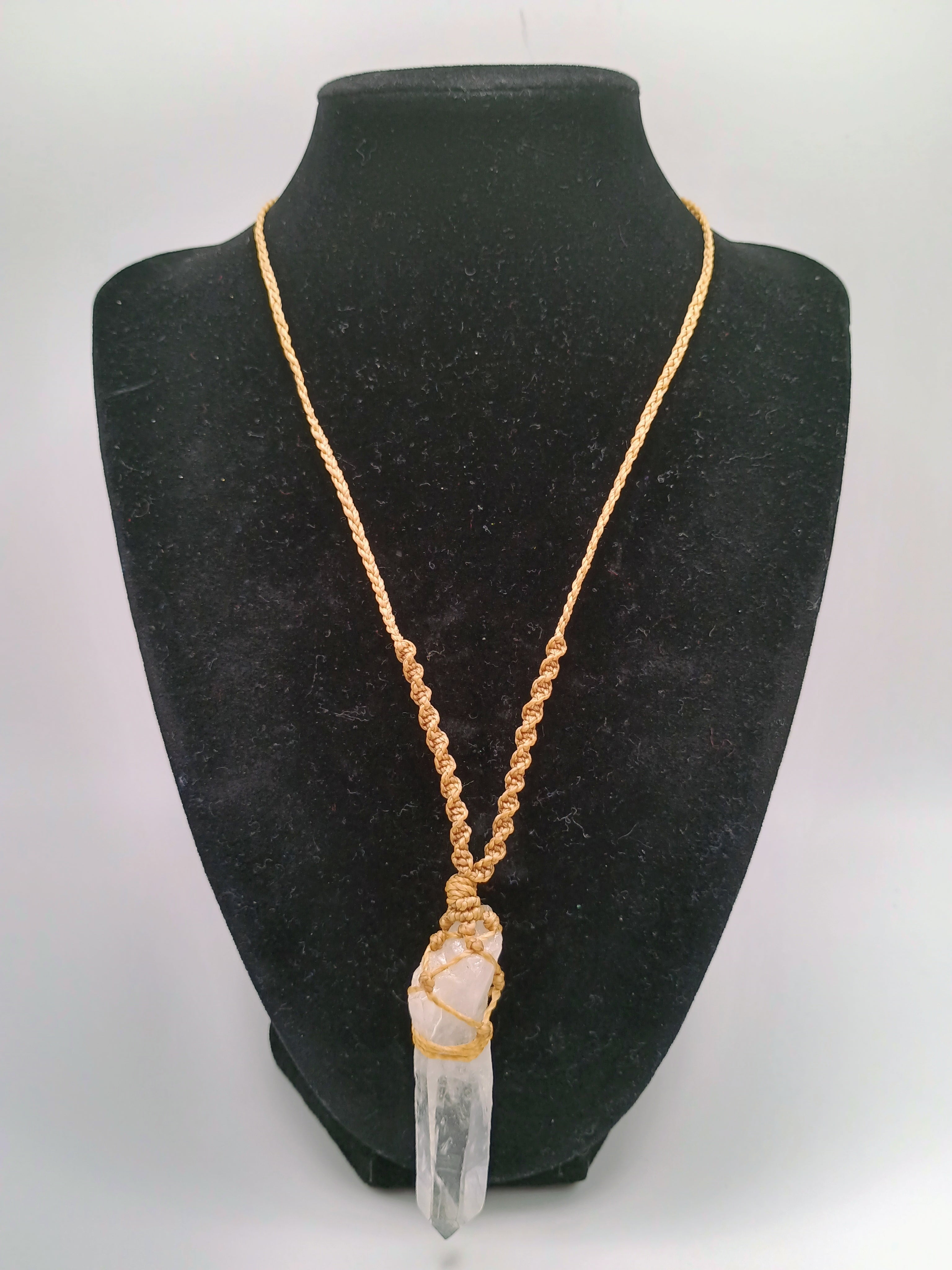 Natural Crystal Quartz Necklace Macrame Healing Handmade Jewelry Pendant