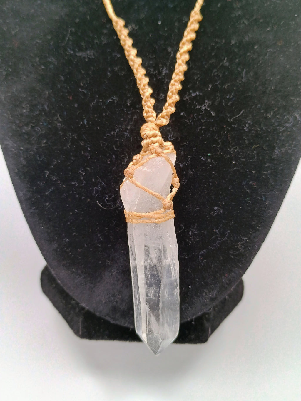 Natural Crystal Quartz Necklace Macrame Healing Handmade Jewelry Pendant