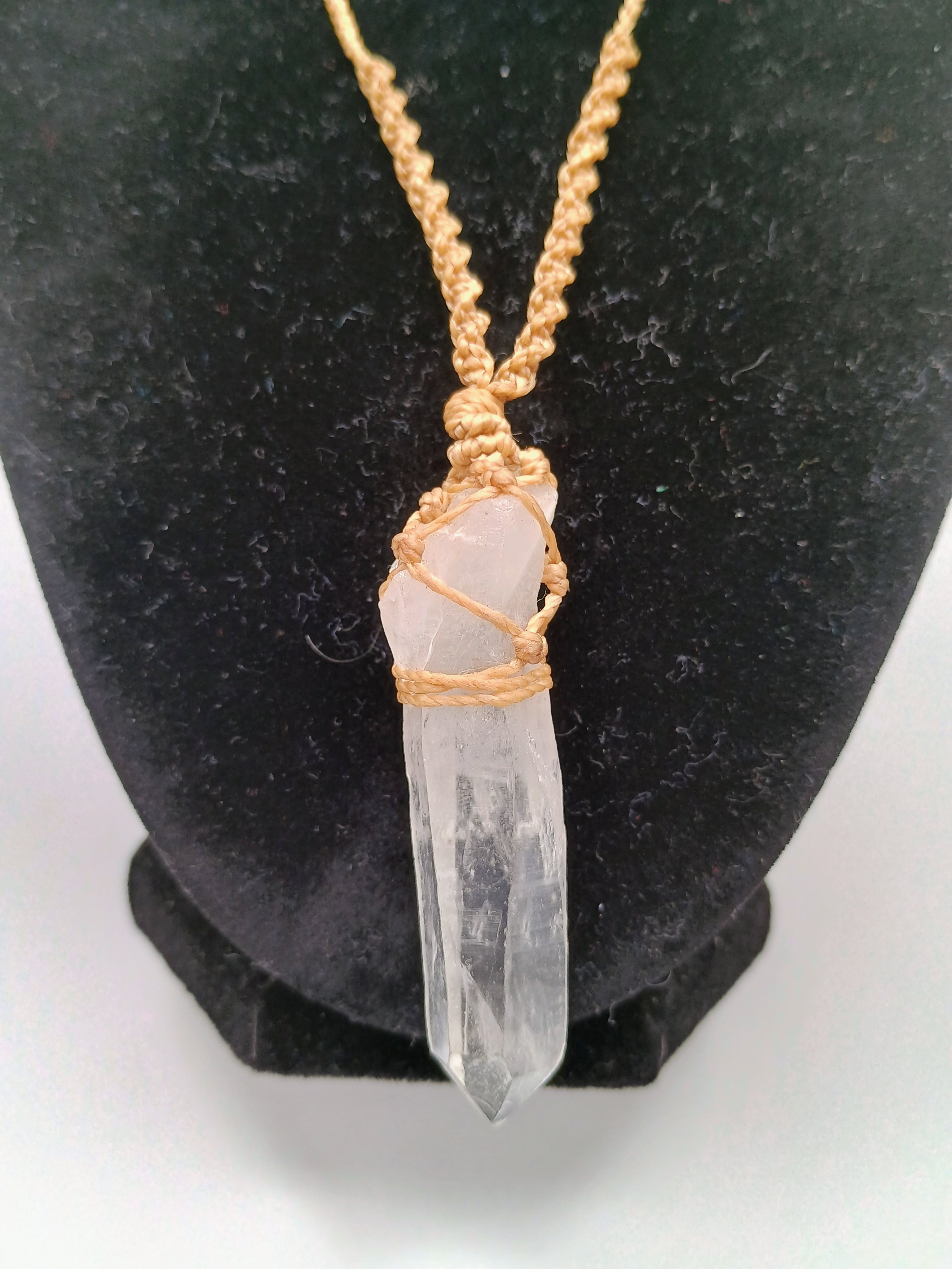 Natural Crystal Quartz Necklace Macrame Healing Handmade Jewelry Pendant