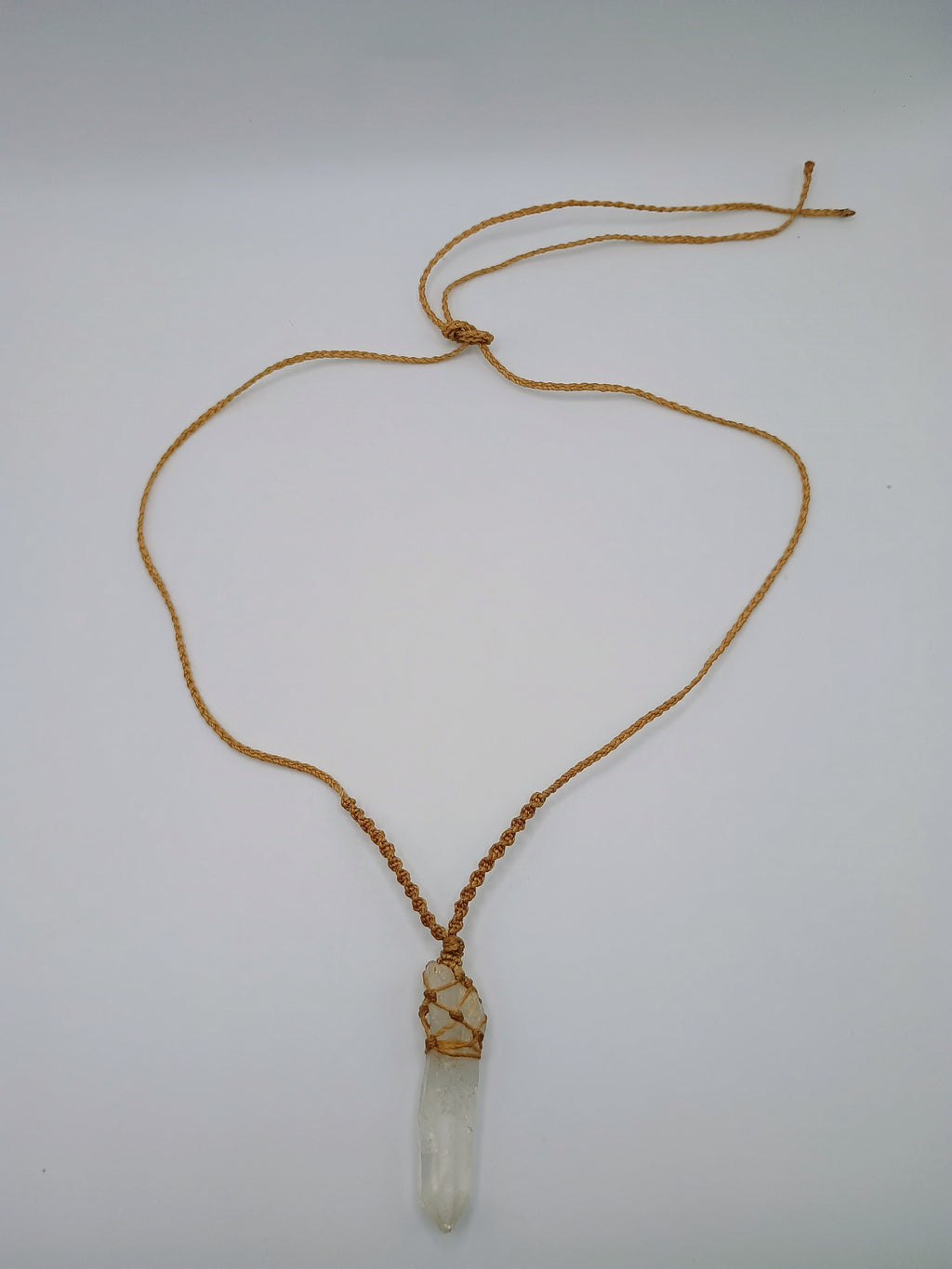 Natural Crystal Quartz Necklace Macrame Healing Handmade Jewelry Pendant