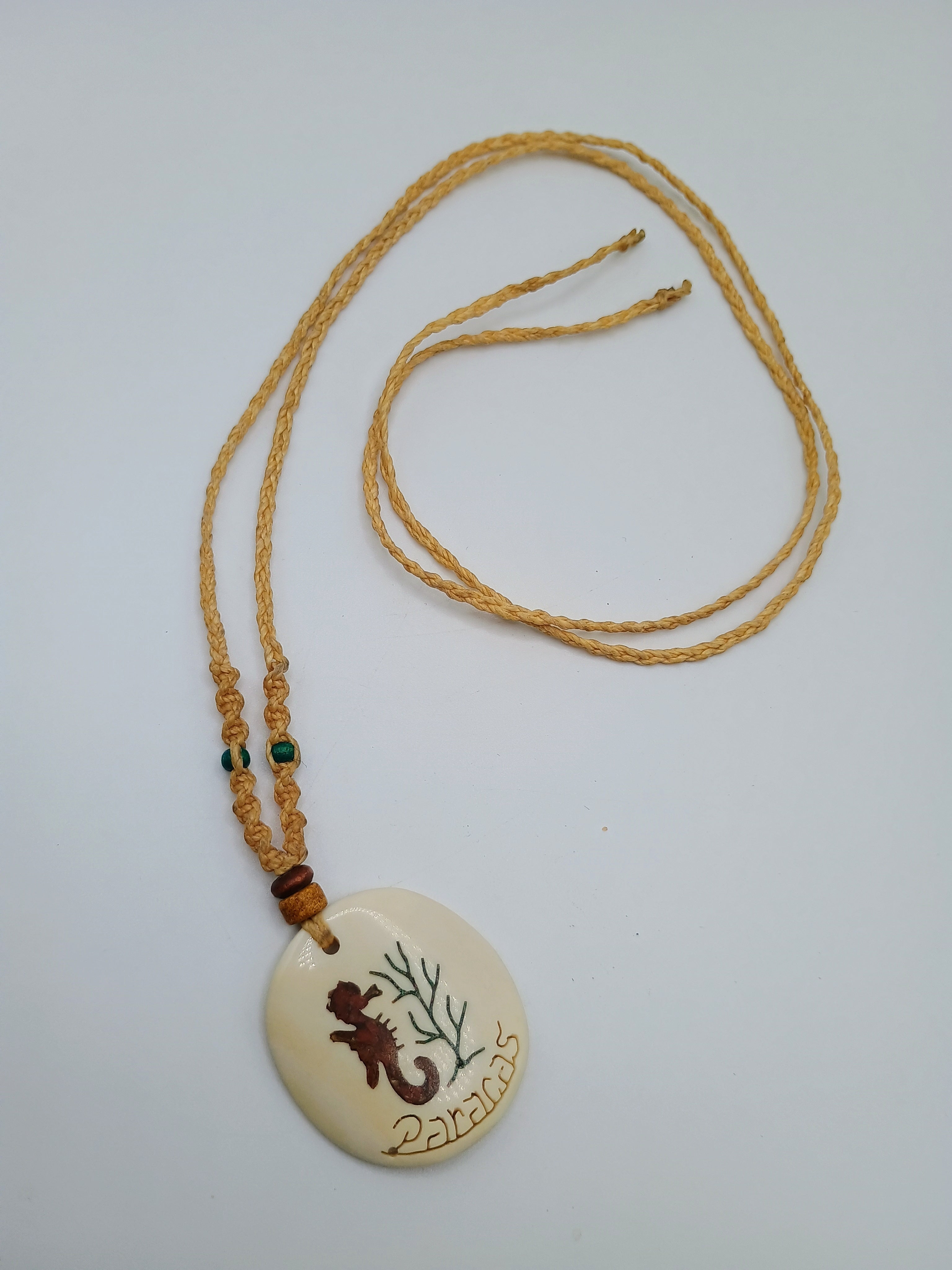 Seahorse Necklace with Natural Seashell, Handmade Macrame