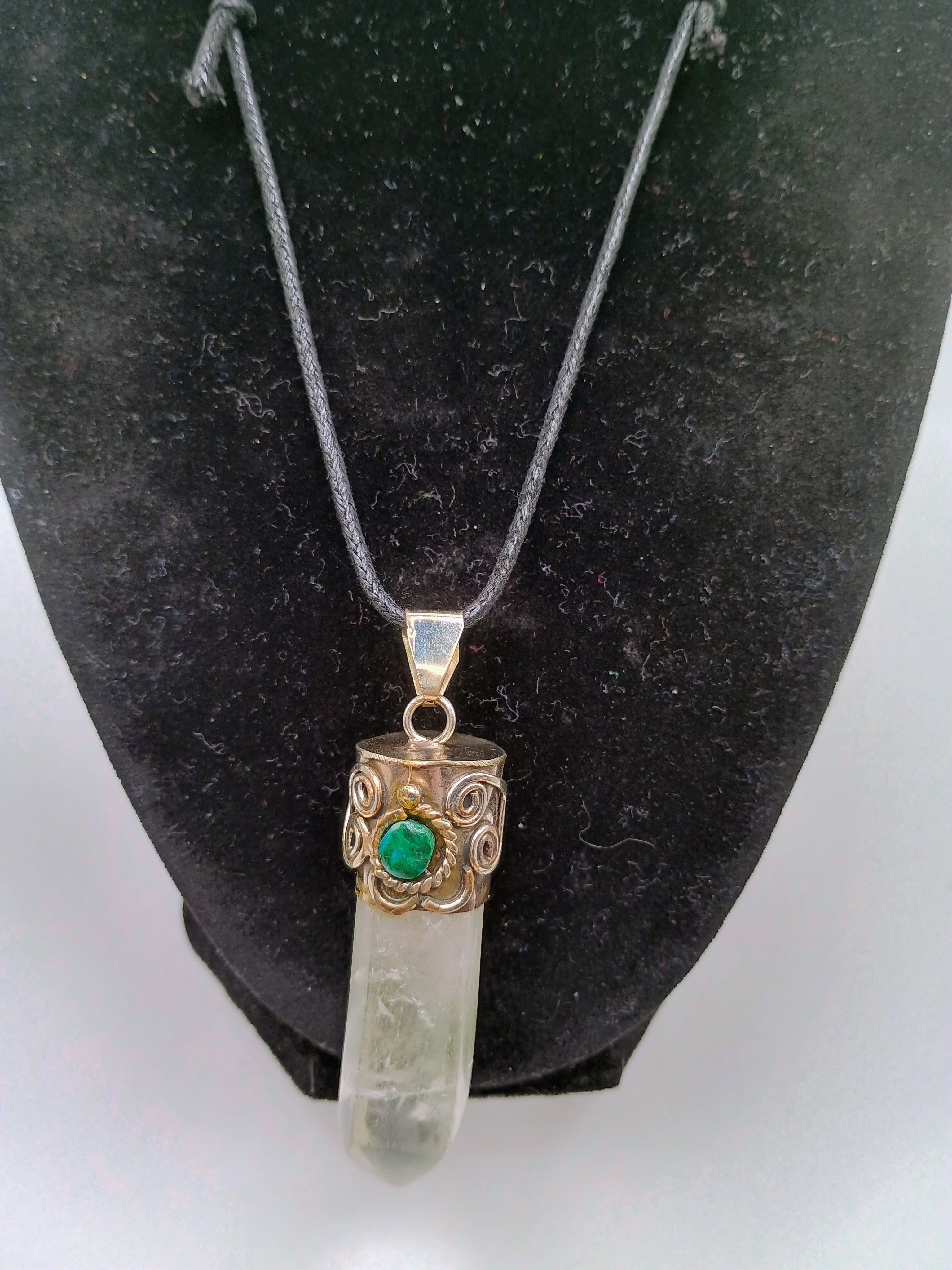Handmade Natural Crystal Quartz Necklace with Crystal Quartz Point Pendant