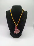 Chavín Clava Head Necklace, Hand-Carved Natural Stone, Macrame Weaving