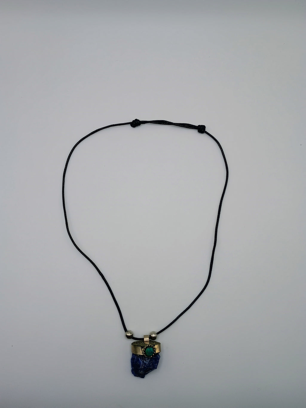 Handmade Natural Sodalite Necklace, Blue Stone, Adjustable Cord