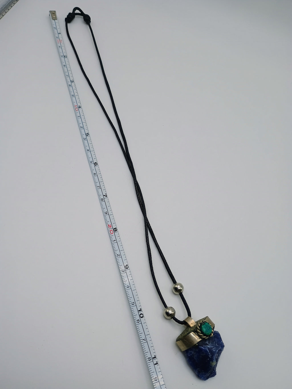 Handmade Natural Sodalite Necklace, Blue Stone, Adjustable Cord