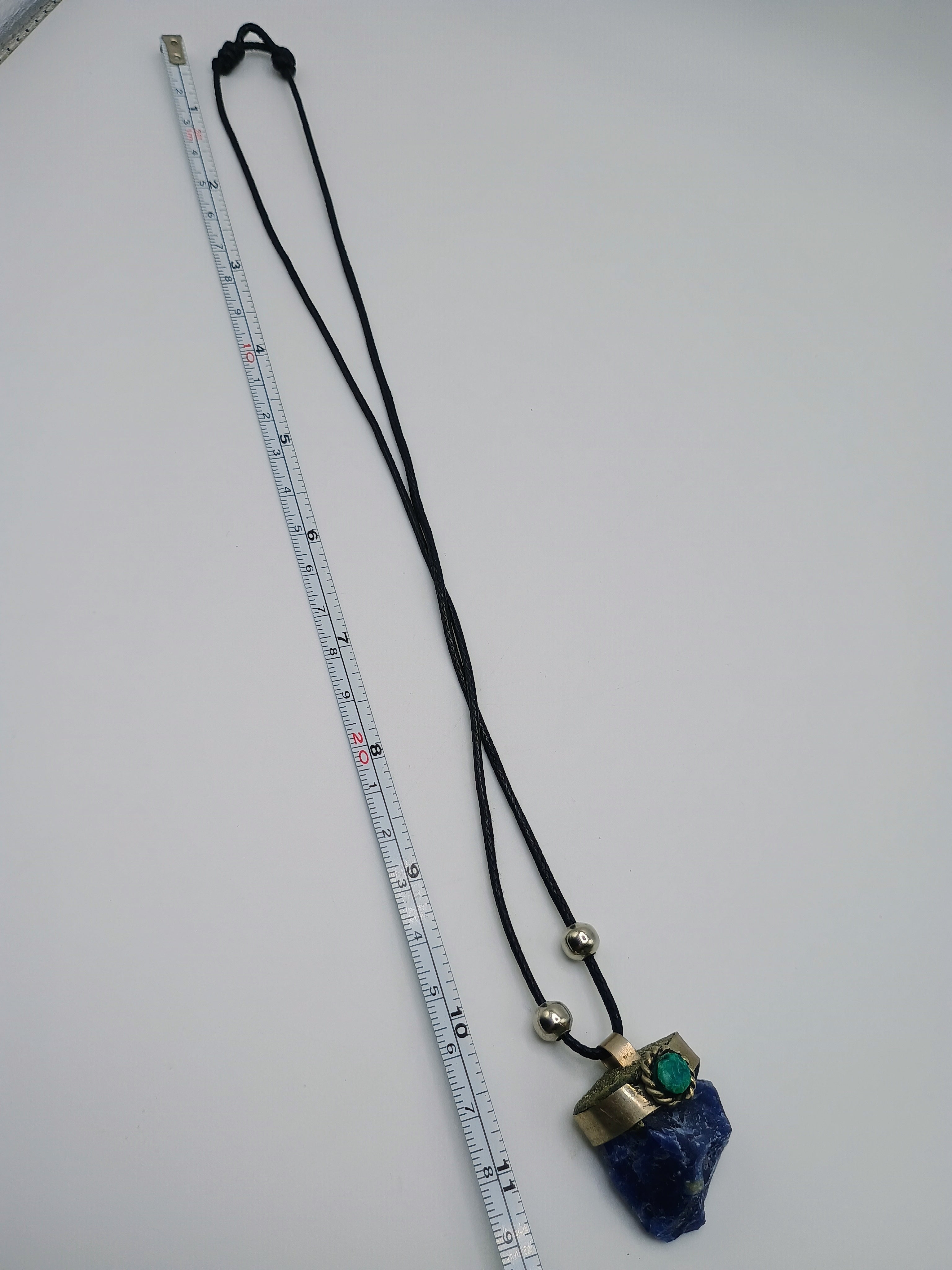 Handmade Natural Sodalite Necklace, Blue Stone, Adjustable Cord