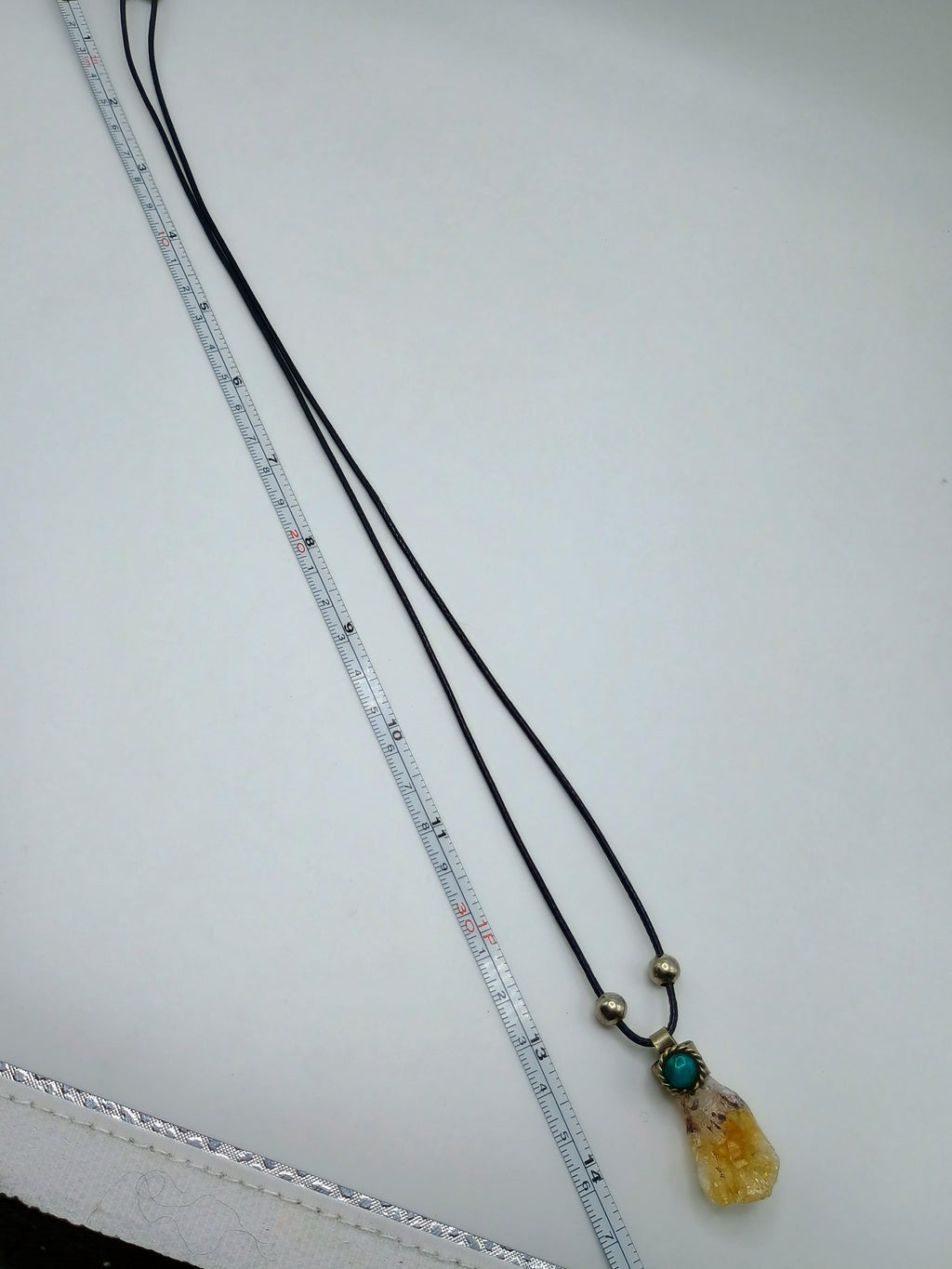 Handmade Natural Stone Citrine Necklace, Spiritual Amulet, Adjustable Thread