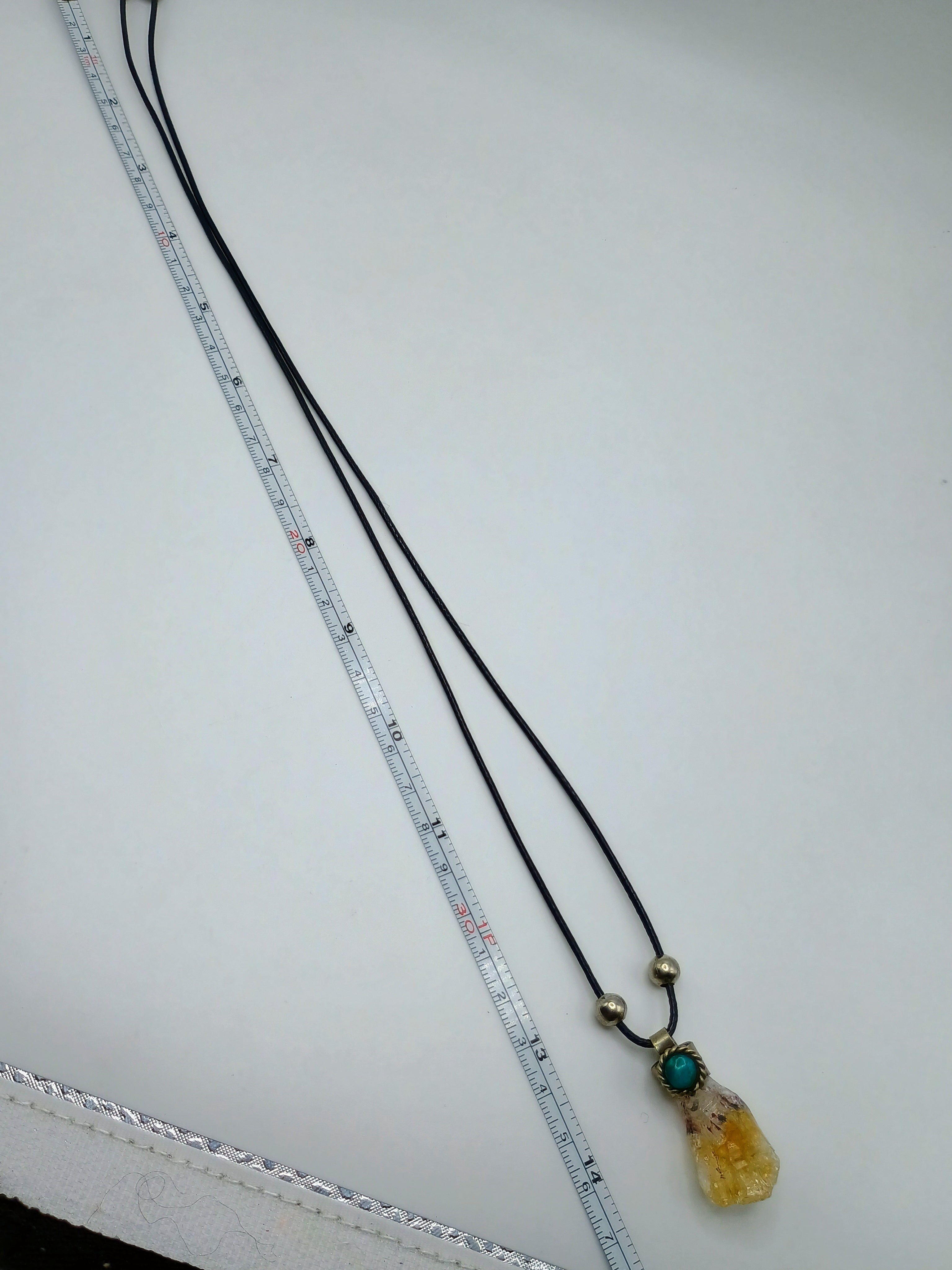 Handmade Natural Stone Citrine Necklace, Spiritual Amulet, Adjustable Thread