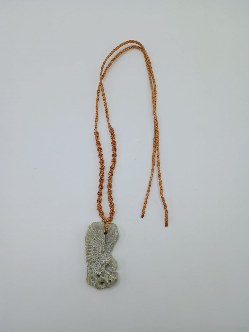 Handmade Macrame Necklace with Eagle Pendant and Natural Stone