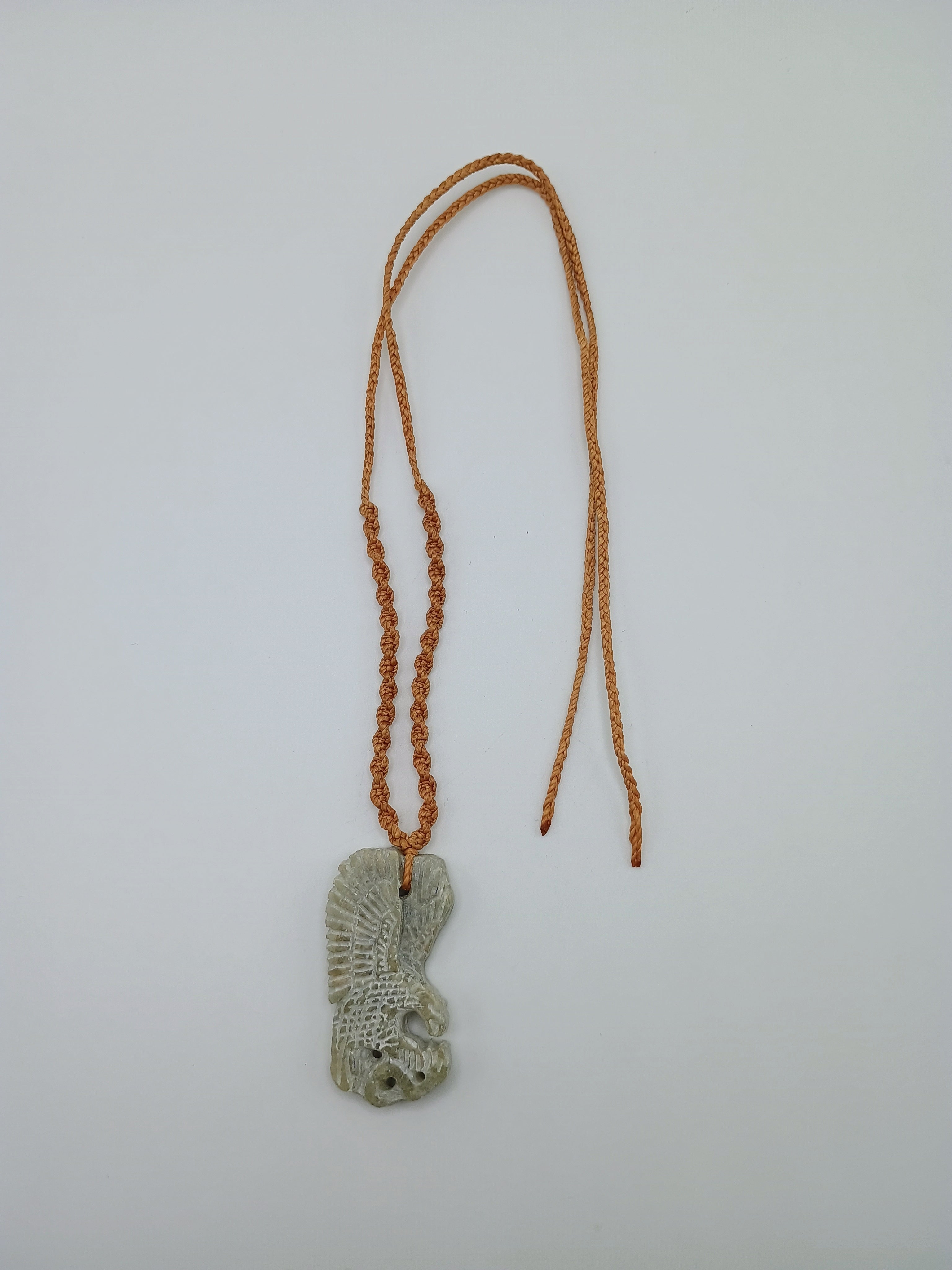 Handmade Macrame Necklace with Eagle Pendant and Natural Stone
