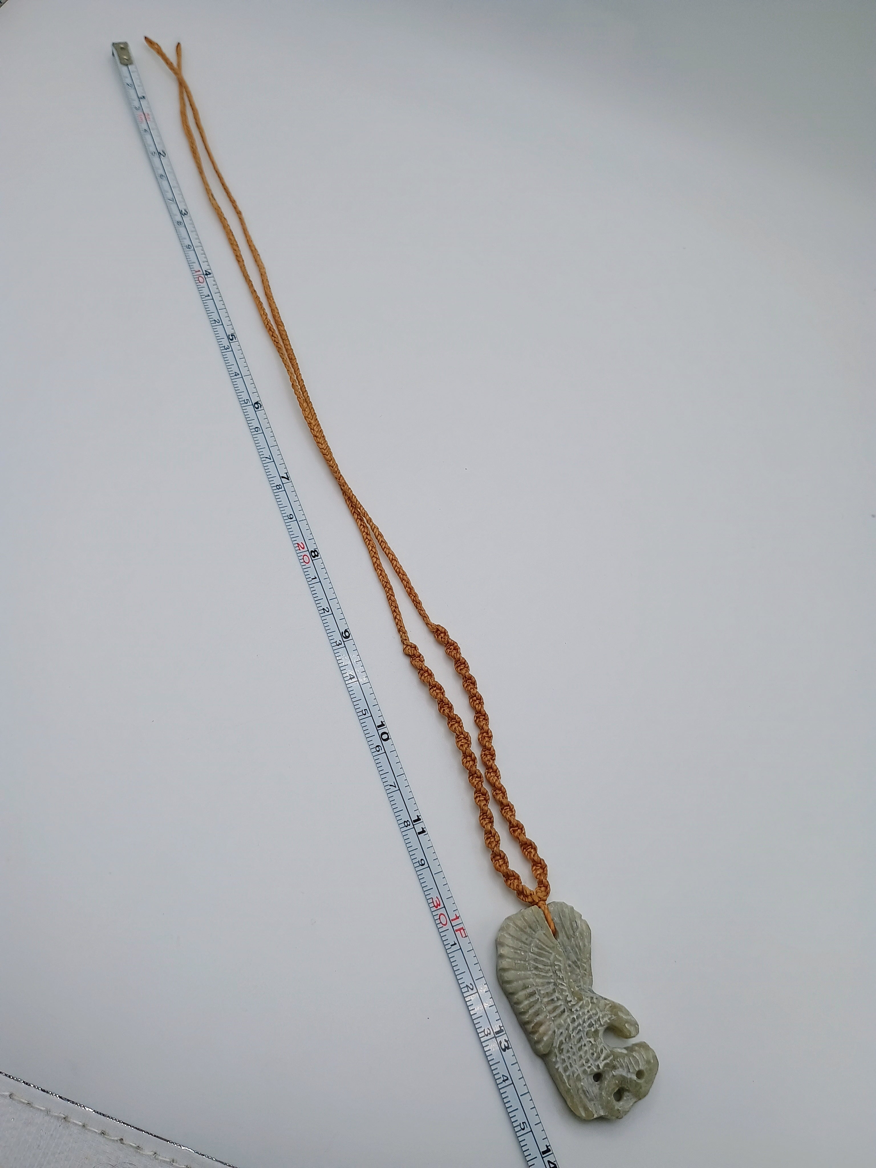 Handmade Macrame Necklace with Eagle Pendant and Natural Stone