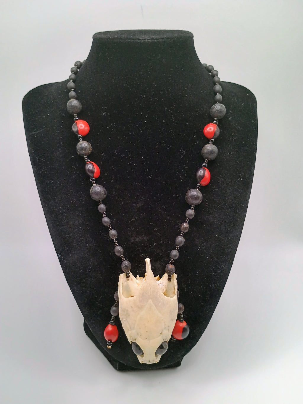 Handmade Necklace with Huayruro Seeds and Natural Turtle Head Pendant