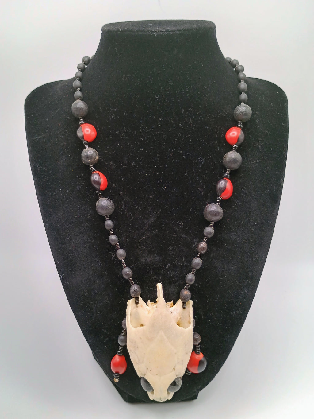 Handmade Necklace with Huayruro Seeds and Natural Turtle Head Pendant