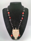 Handmade Necklace with Huayruro Seeds and Natural Turtle Head Pendant