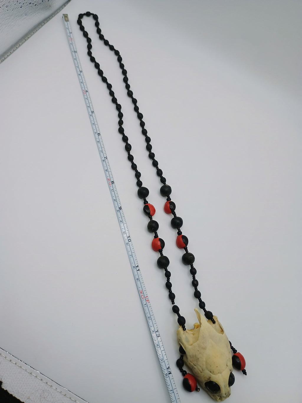 Handmade Necklace with Huayruro Seeds and Natural Turtle Head Pendant