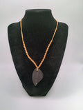 Natural Black Onyx Necklace Hand Woven Macrame Pendant Healing Stone