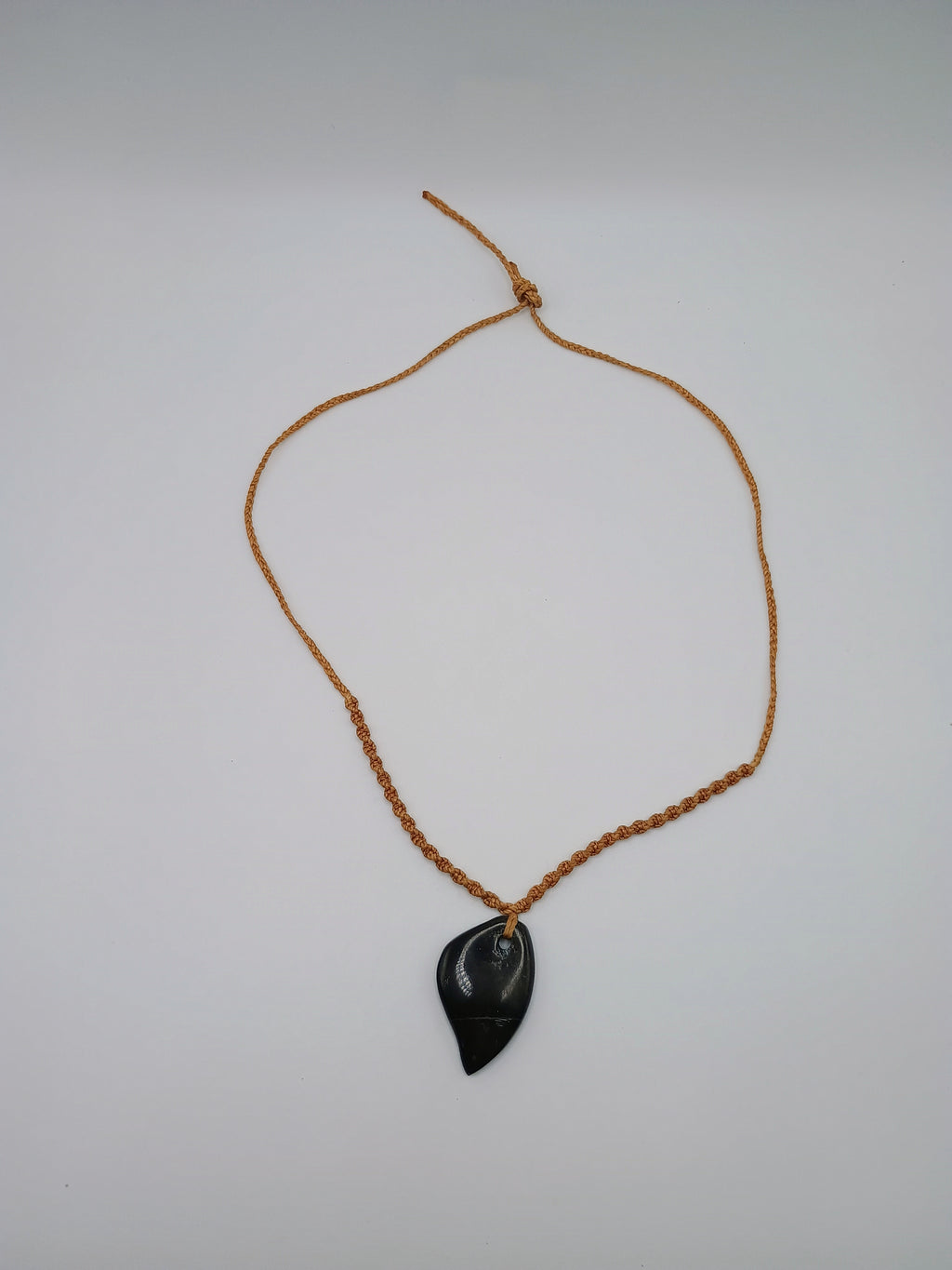 Natural Black Onyx Necklace Hand Woven Macrame Pendant Healing Stone