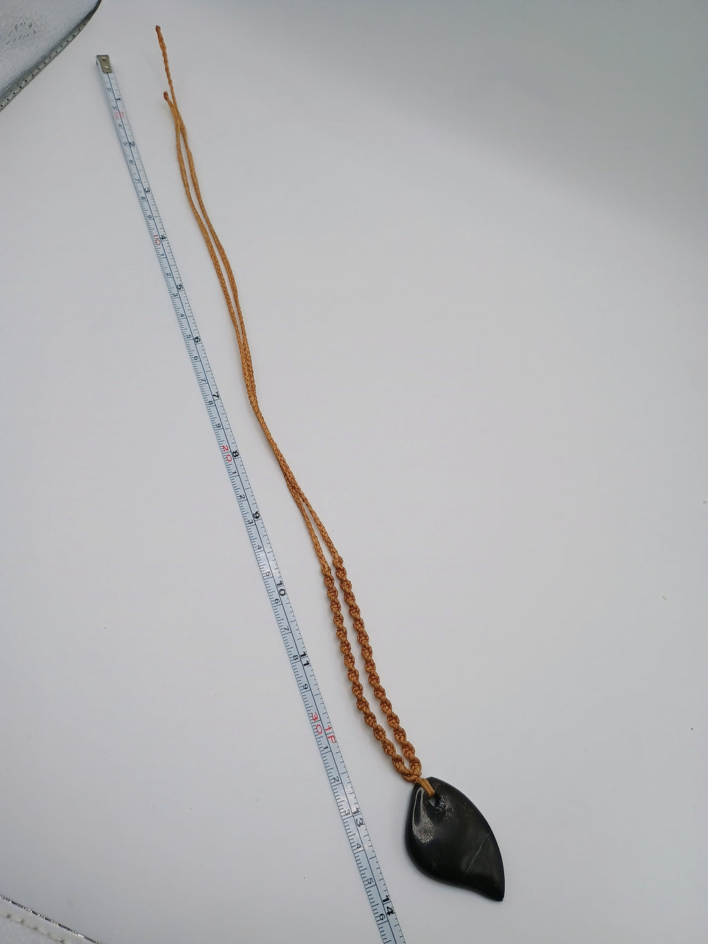Natural Black Onyx Necklace Hand Woven Macrame Pendant Healing Stone
