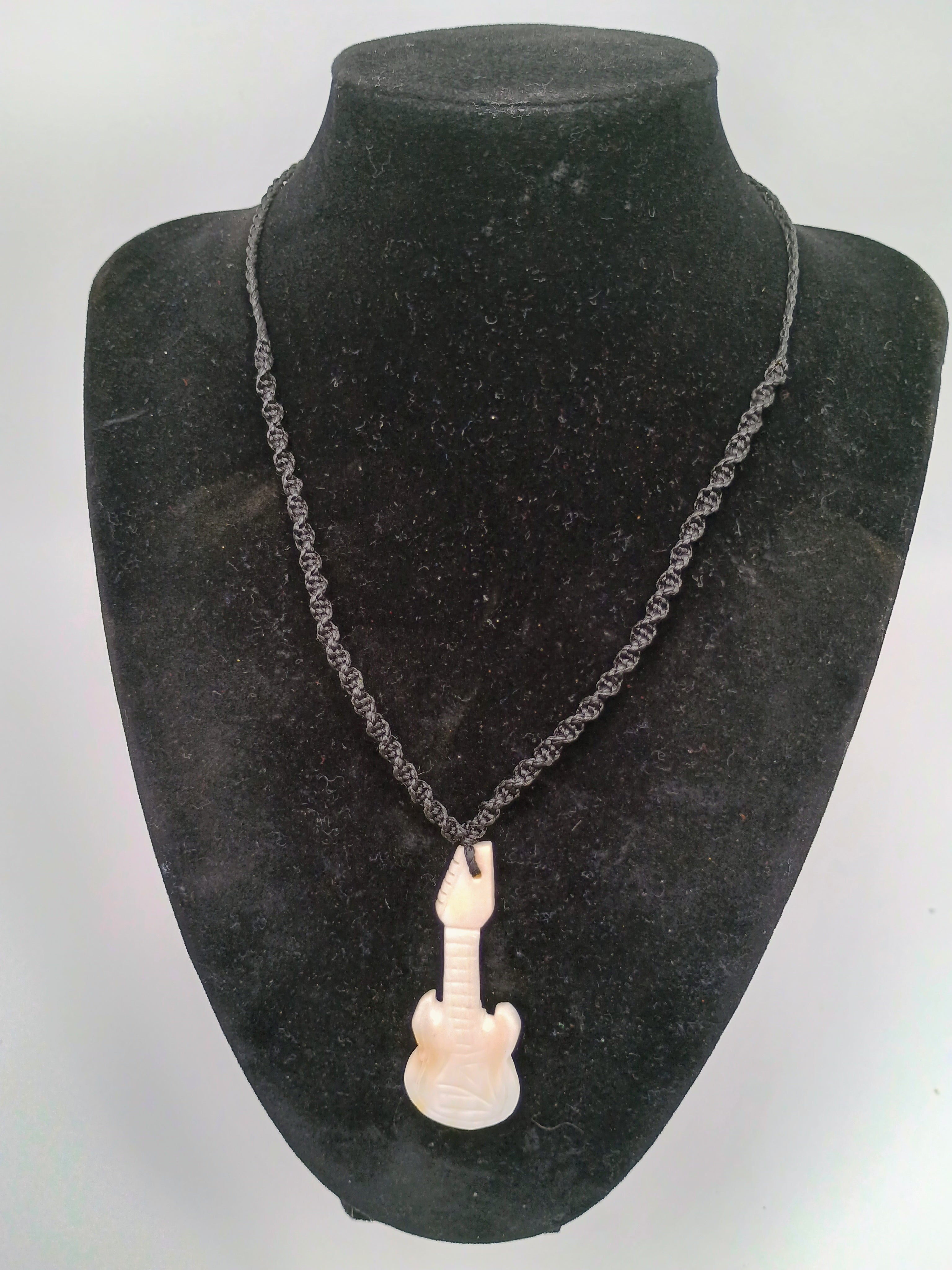 Handmade Mother-of-Pearl Guitar Necklace with Shell Pendant - Peruvian Craftsmanship