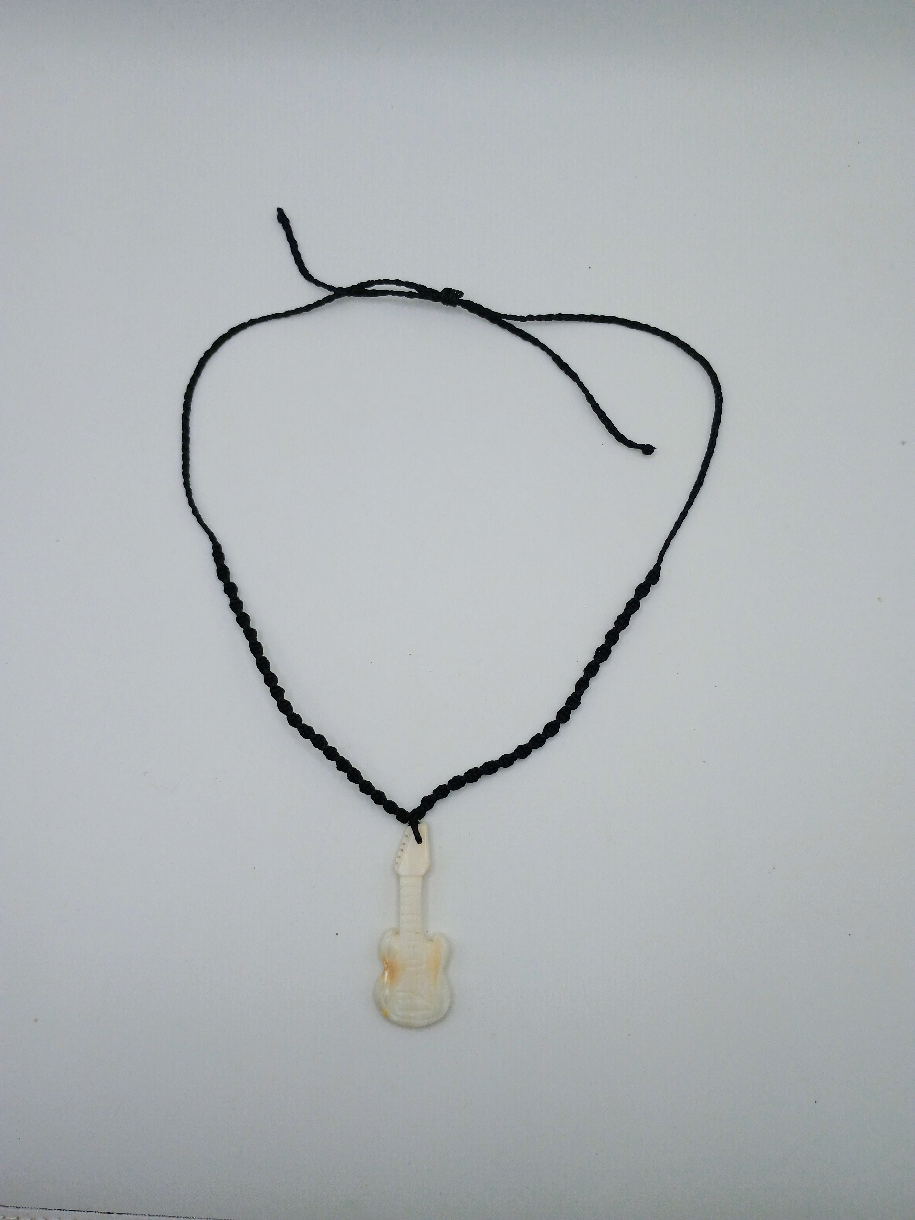 Handmade Mother-of-Pearl Guitar Necklace with Shell Pendant - Peruvian Craftsmanship