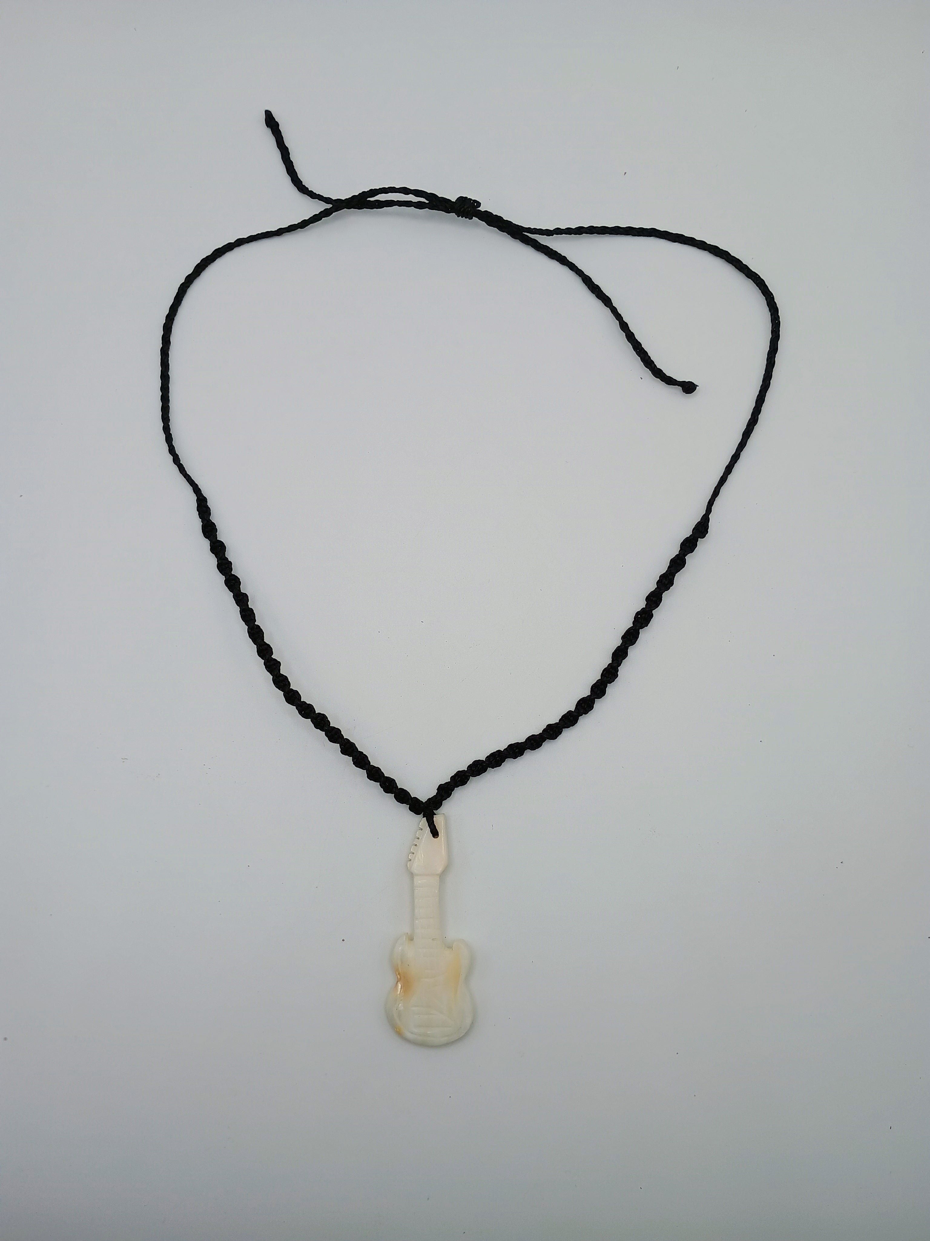 Handmade Mother-of-Pearl Guitar Necklace with Shell Pendant - Peruvian Craftsmanship