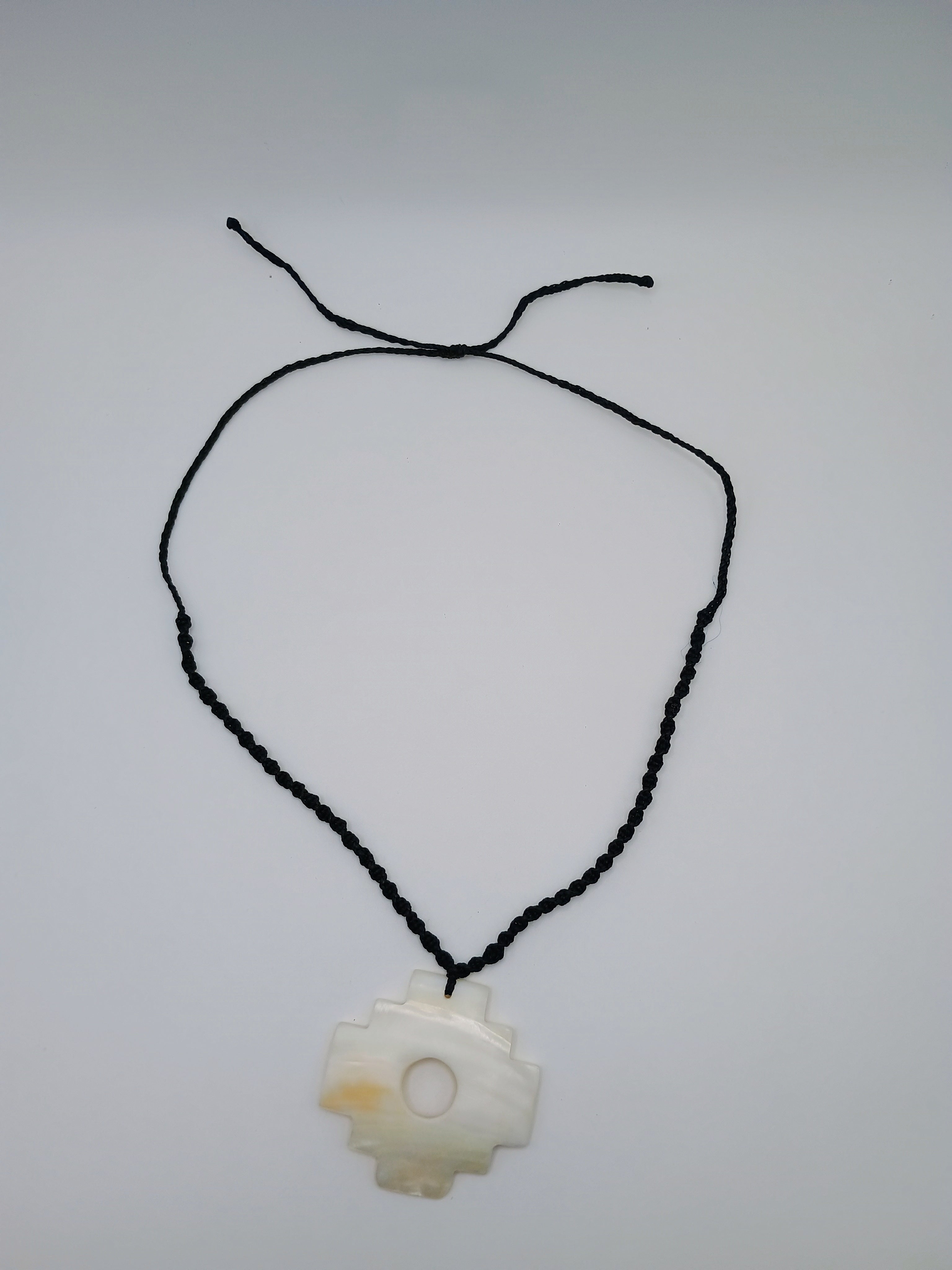 Chakana Necklace Mother of Pearl Handmade Inca Cross Pendant