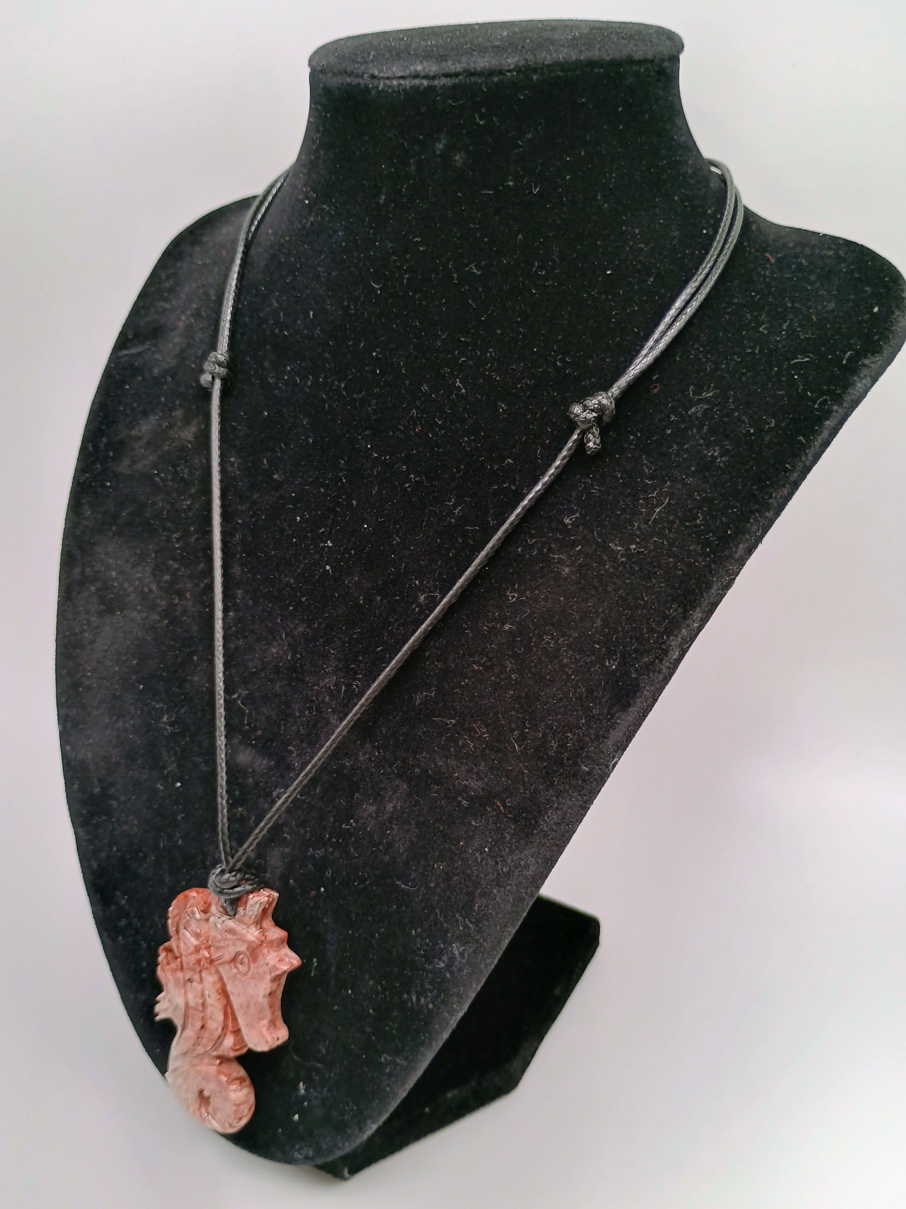 Seahorse Necklace Carved Natural Stone Handmade Jewelry