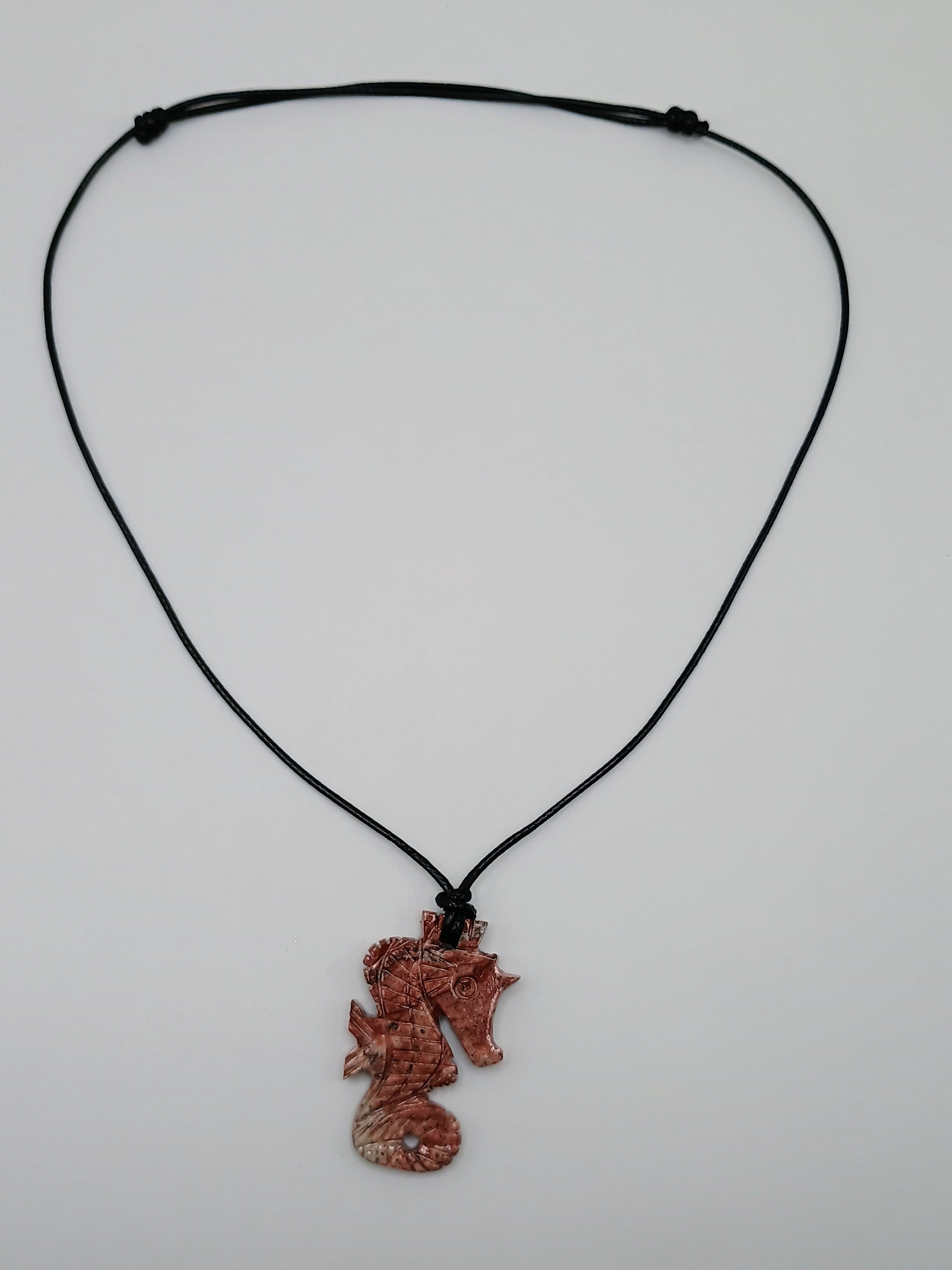 Seahorse Necklace Carved Natural Stone Handmade Jewelry