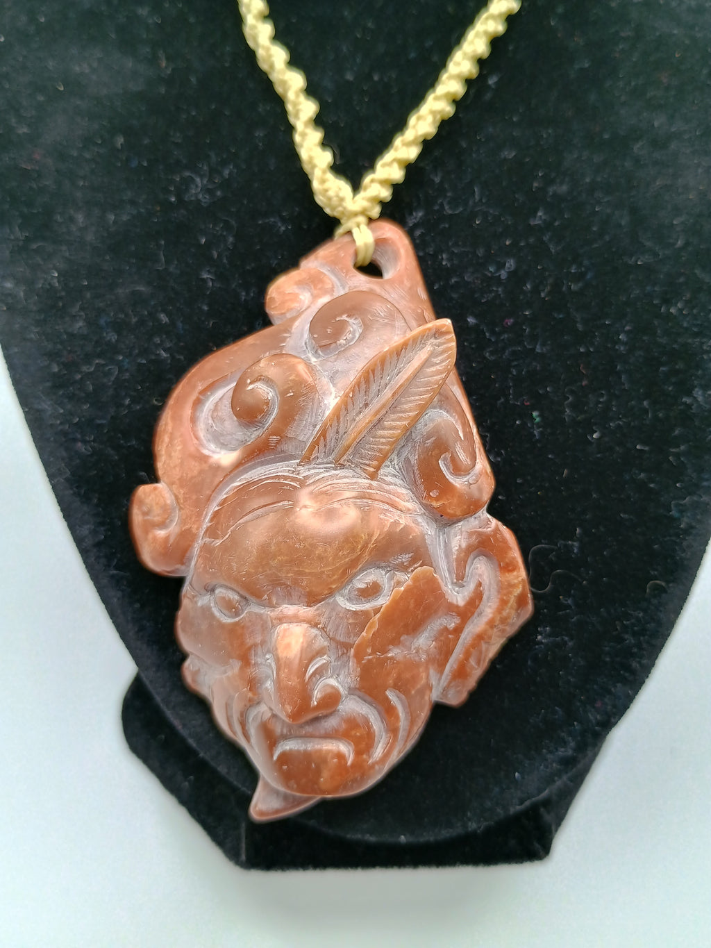 Hand-Carved Natural Stone Necklace, Inca Pachacuti Design, Chavín Culture