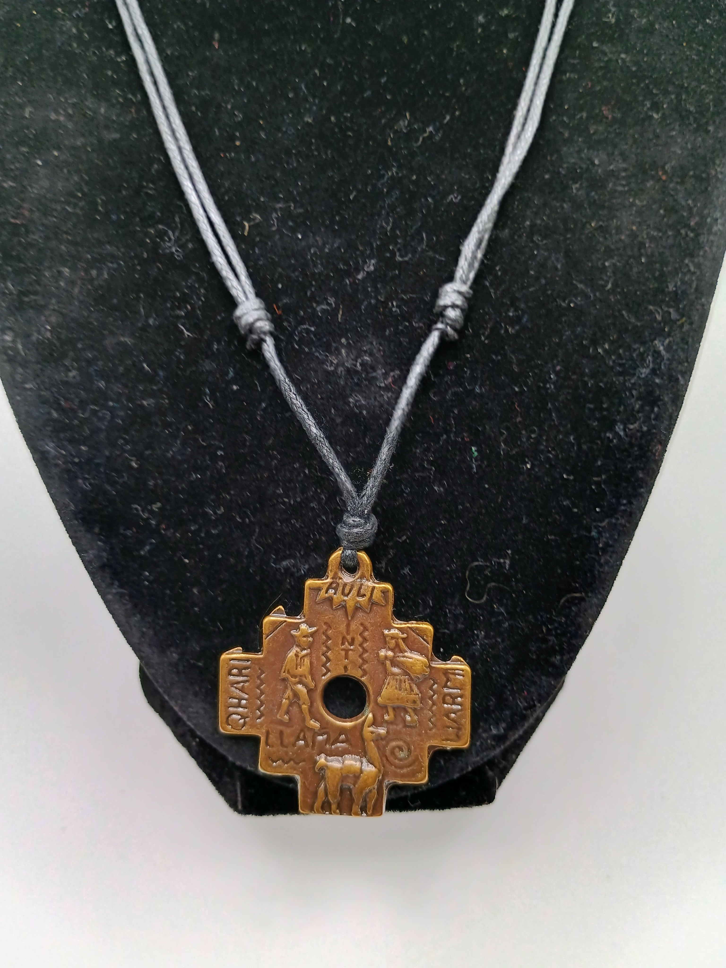 Chakana Inca Copper Necklace, Andean Trilogy, Handmade, Unisex