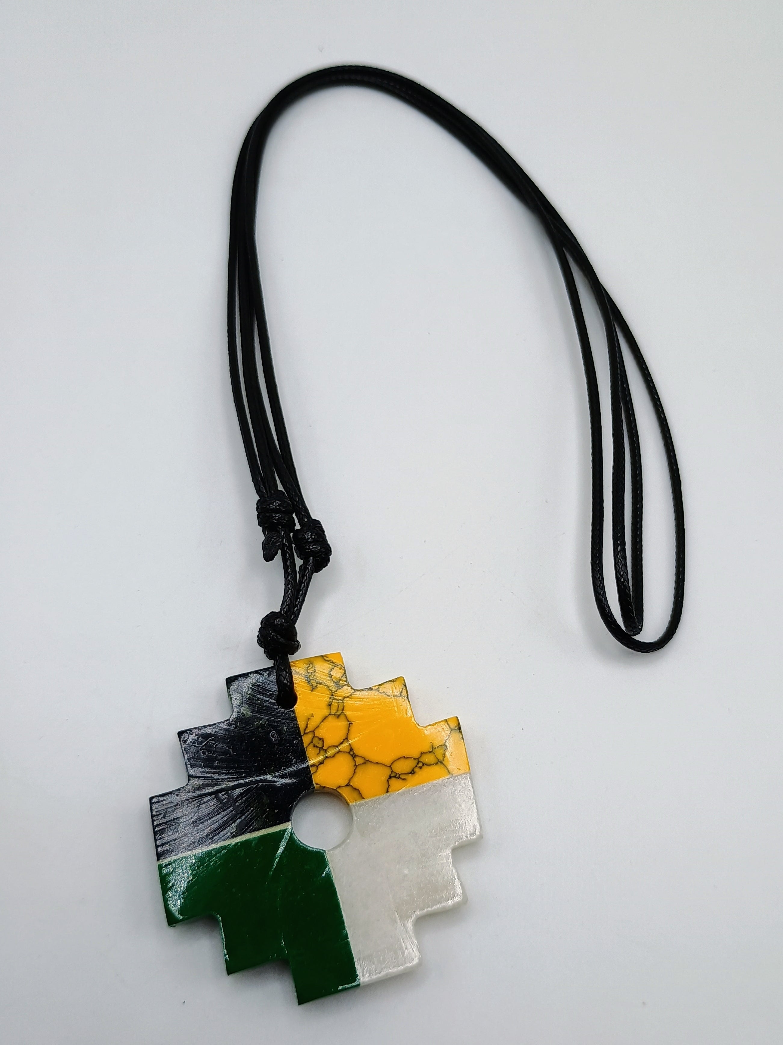 Handmade Inca Chakana Necklace, Andean Cross, Natural Stone, Unisex